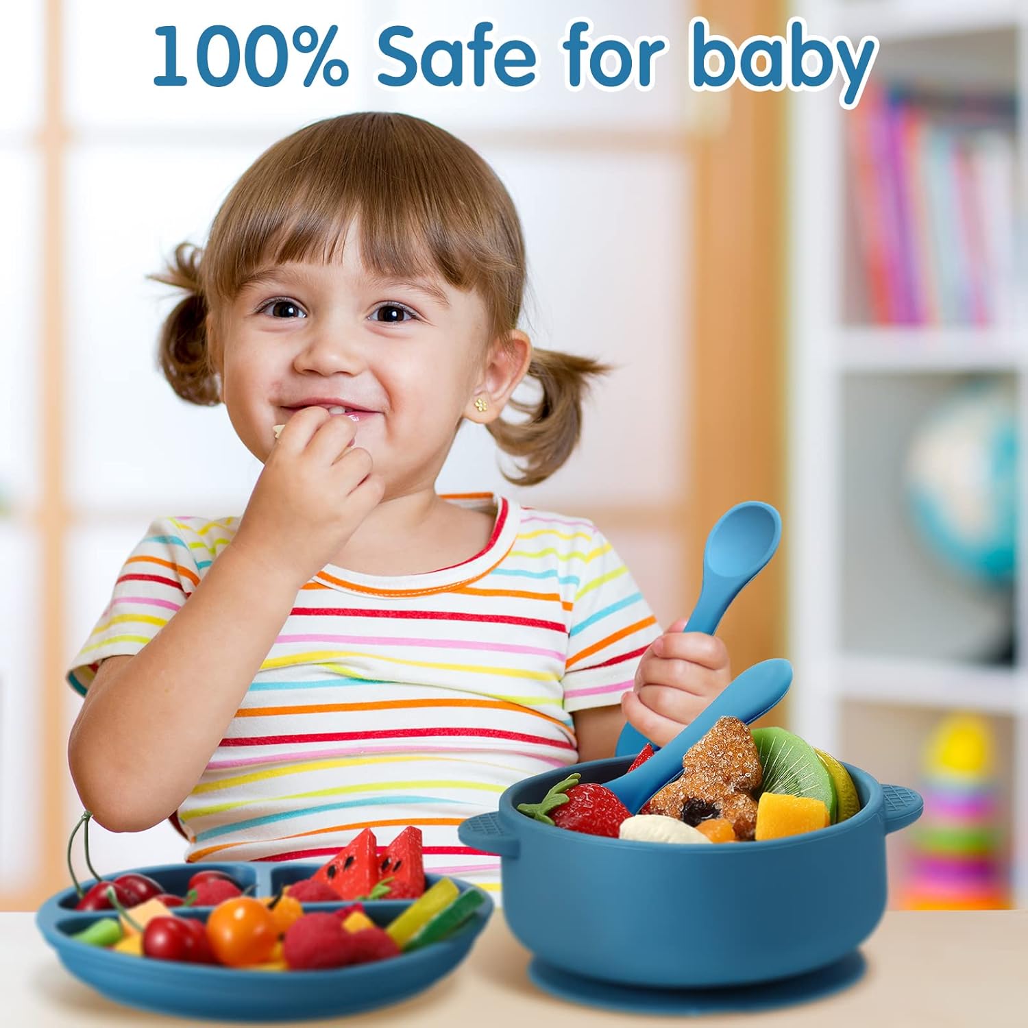 Chengu 9 Pcs Suction Plates Bowls and Utensils Set for Babies Toddlers