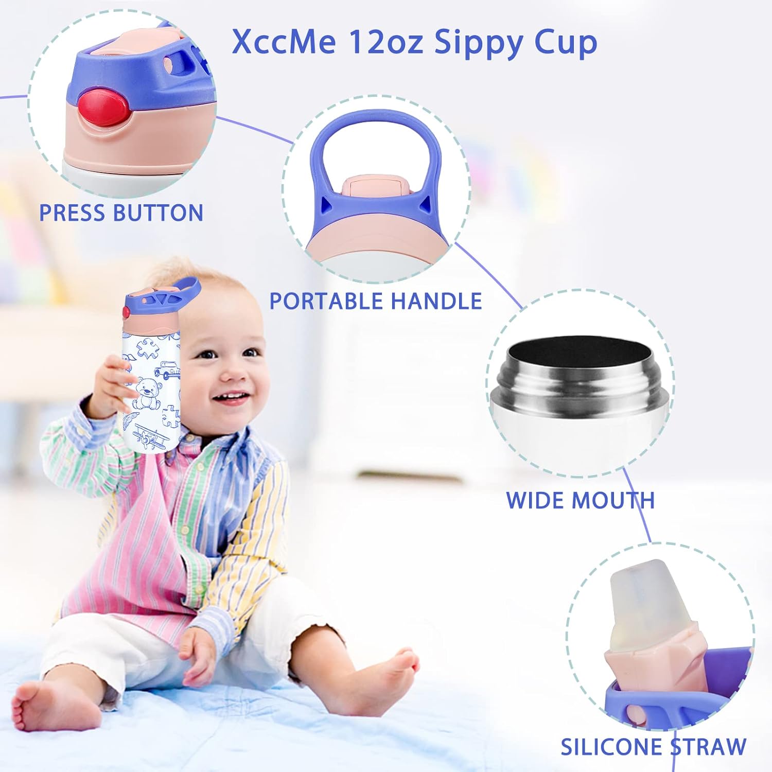 XccMe Kids Sublimation Tumbler 12oz with Handle 1