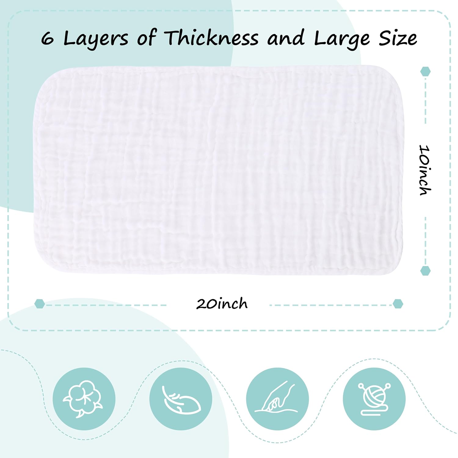 HIPHOP PANDA 10 Pack 6-Layer Muslin Burp Cloths