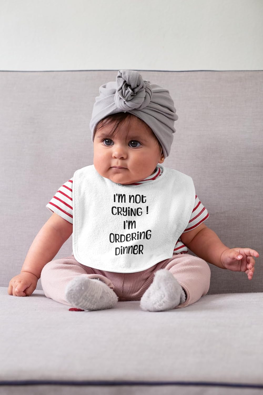 Quipo Funny Baby Bib - Sarcastic Ordering Dinner Design