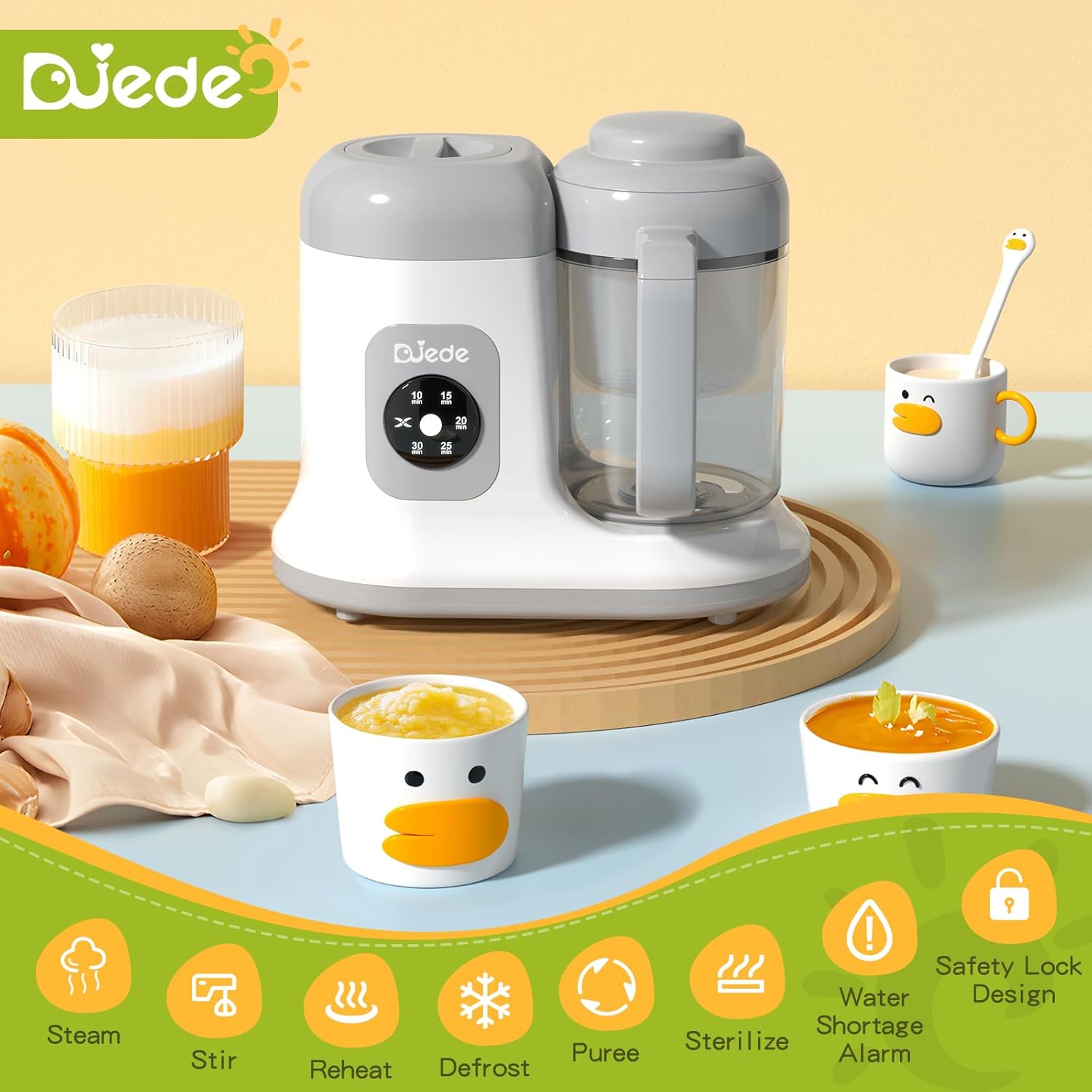 Duede Baby Food Maker One Button Control Steamer Puree Blender