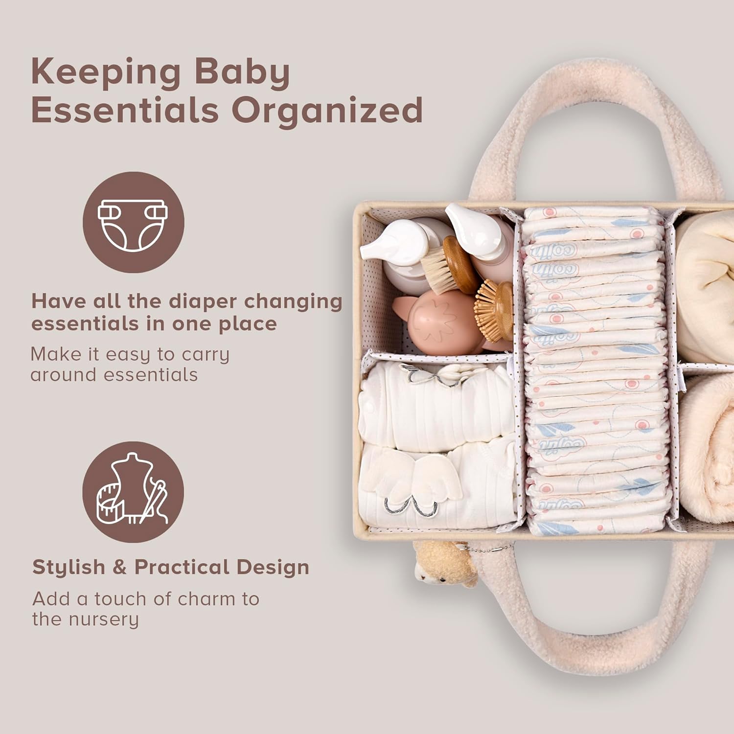 PeraBella Diaper Caddy Organizer - Changing Table Car Caddy for Baby Essentials