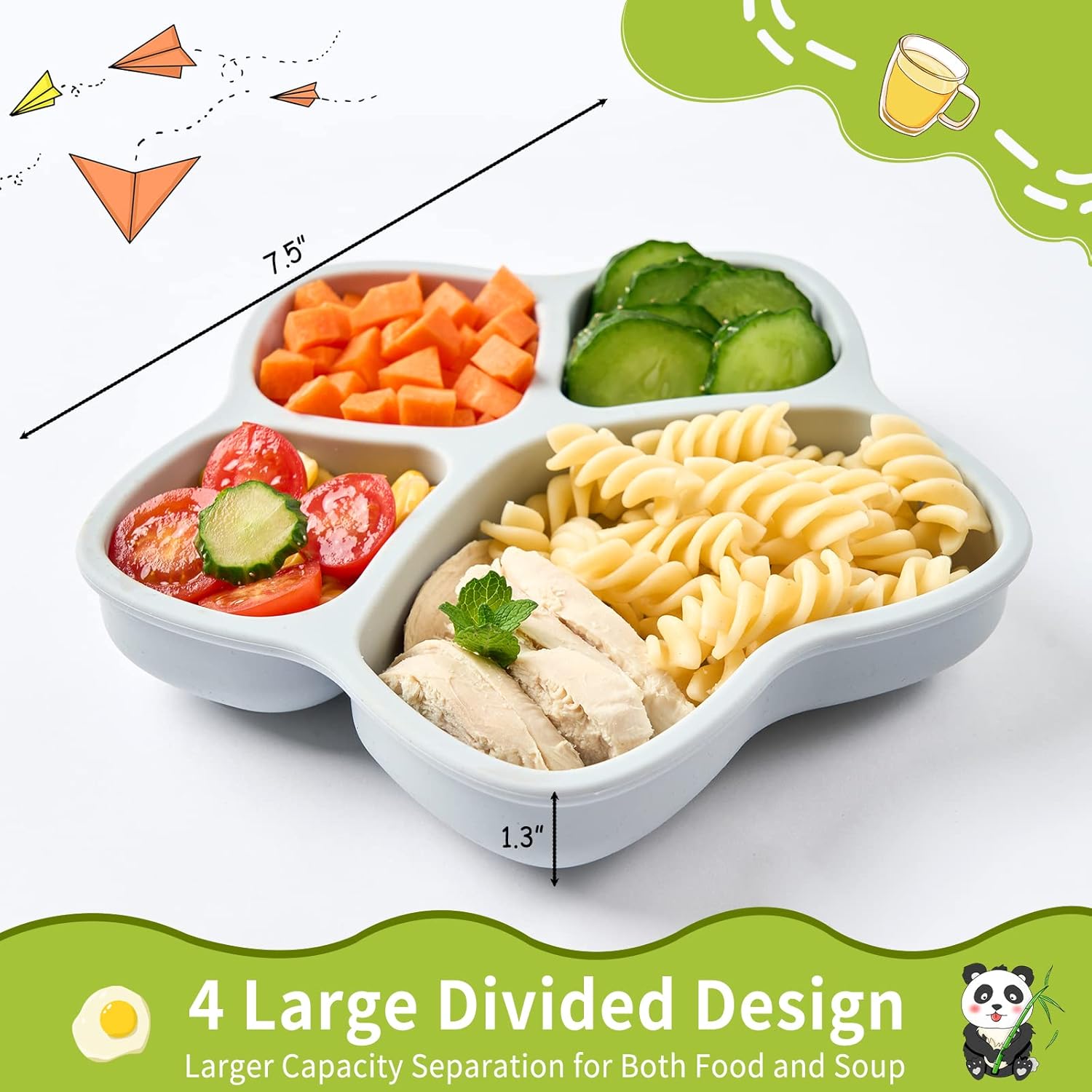HEYTUYA 4 Pack Suction Plates for Baby and Toddler