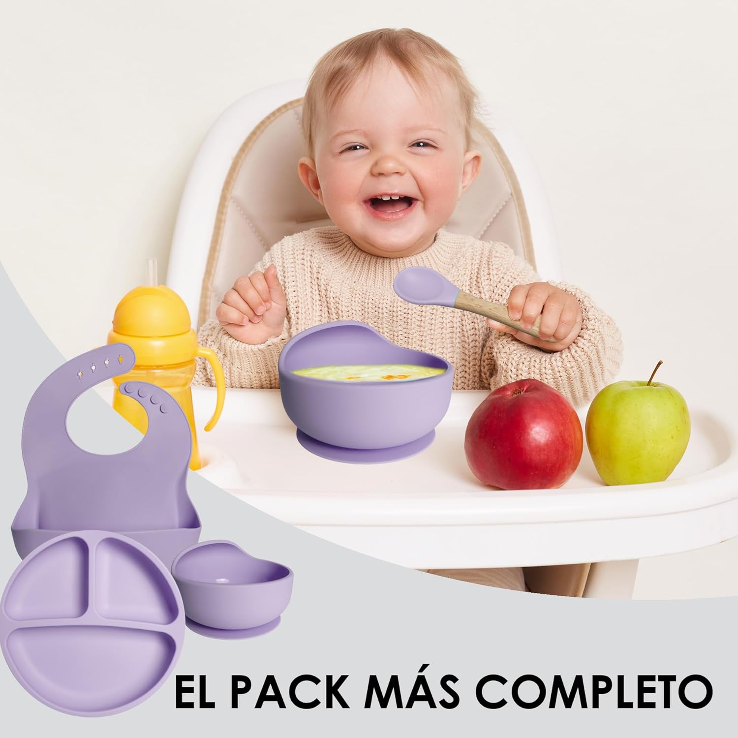 Bluet B Silicone Baby Feeding Set - 8pcs Purple
