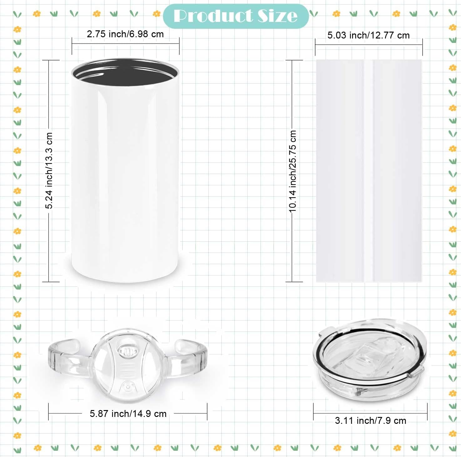 Wzaytia 12 Oz Sublimation Sippy Cup 6 Pack