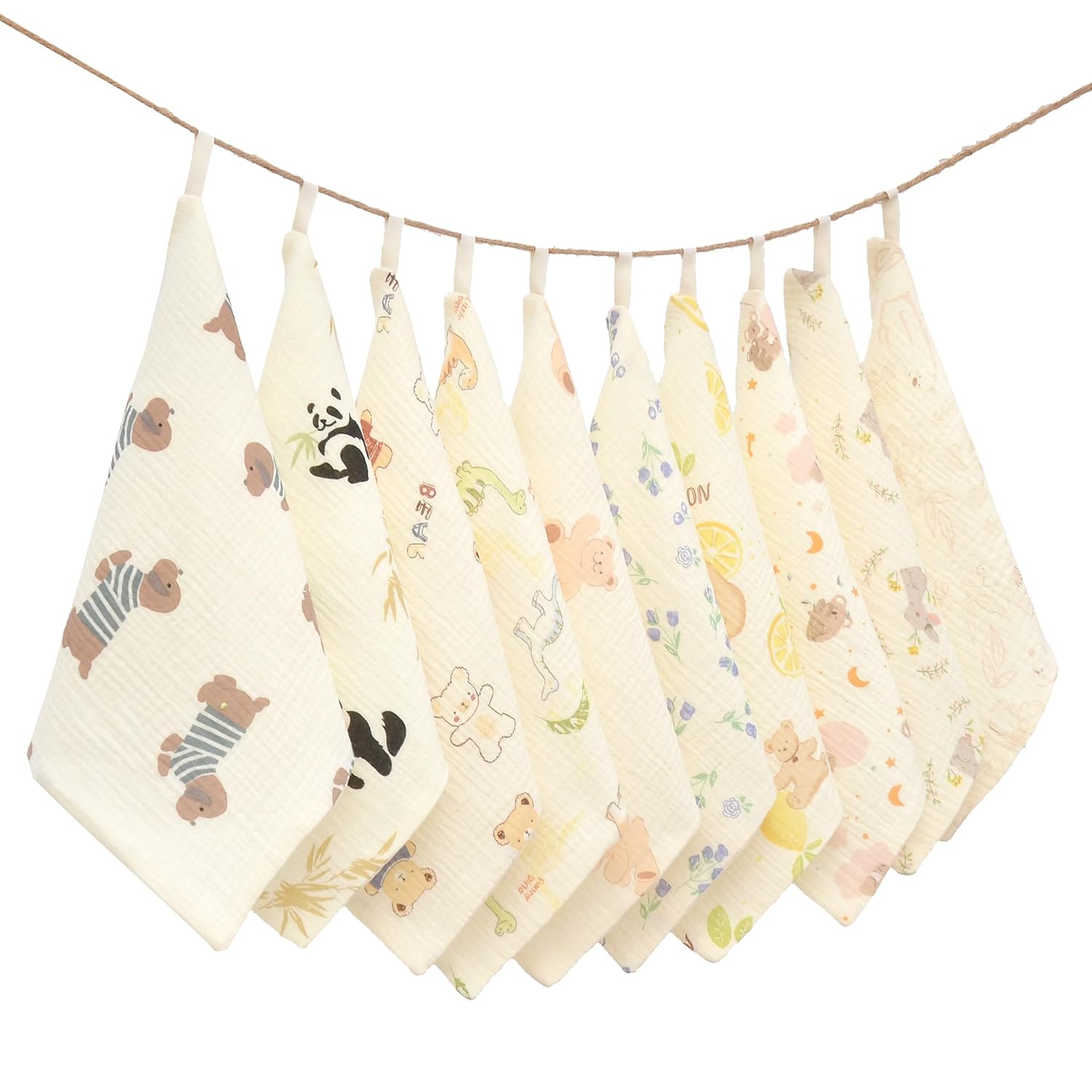 VIVANA Baby Washcloths with Animal Patterns 10 Pack