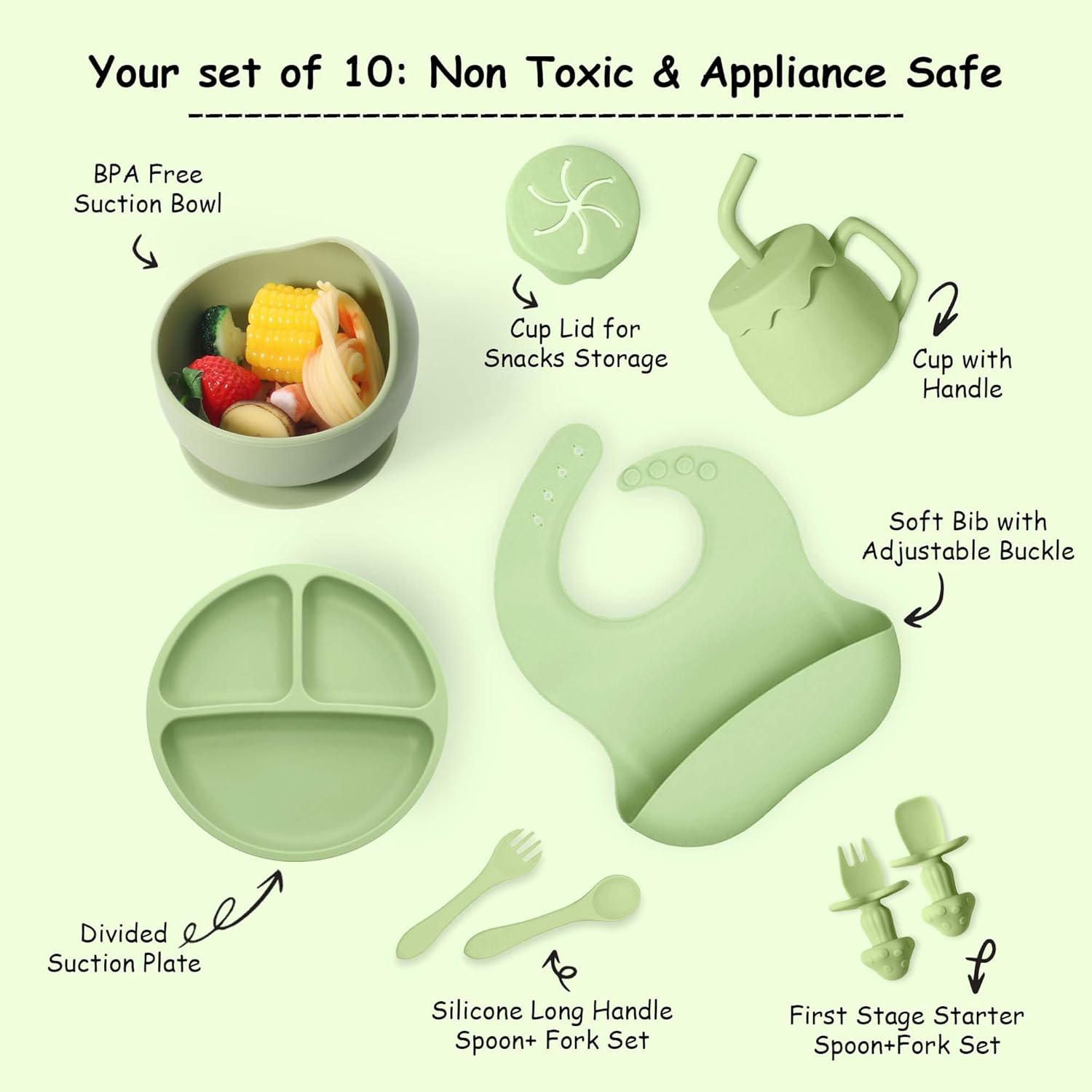 CuddleBubs 10-Piece Silicone Baby Feeding Set