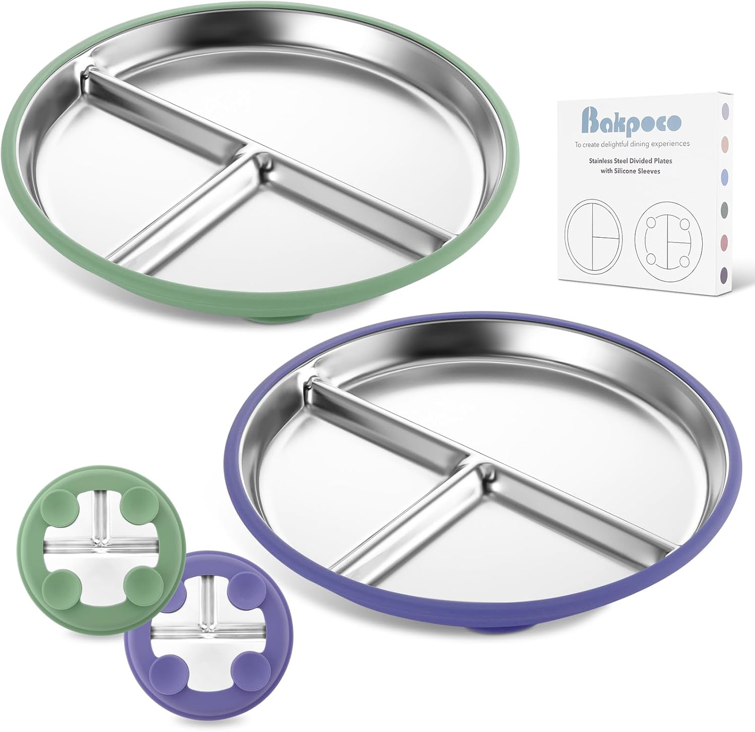 Bakpoco Suction Toddler Plate Set of 2 9 Green Purple