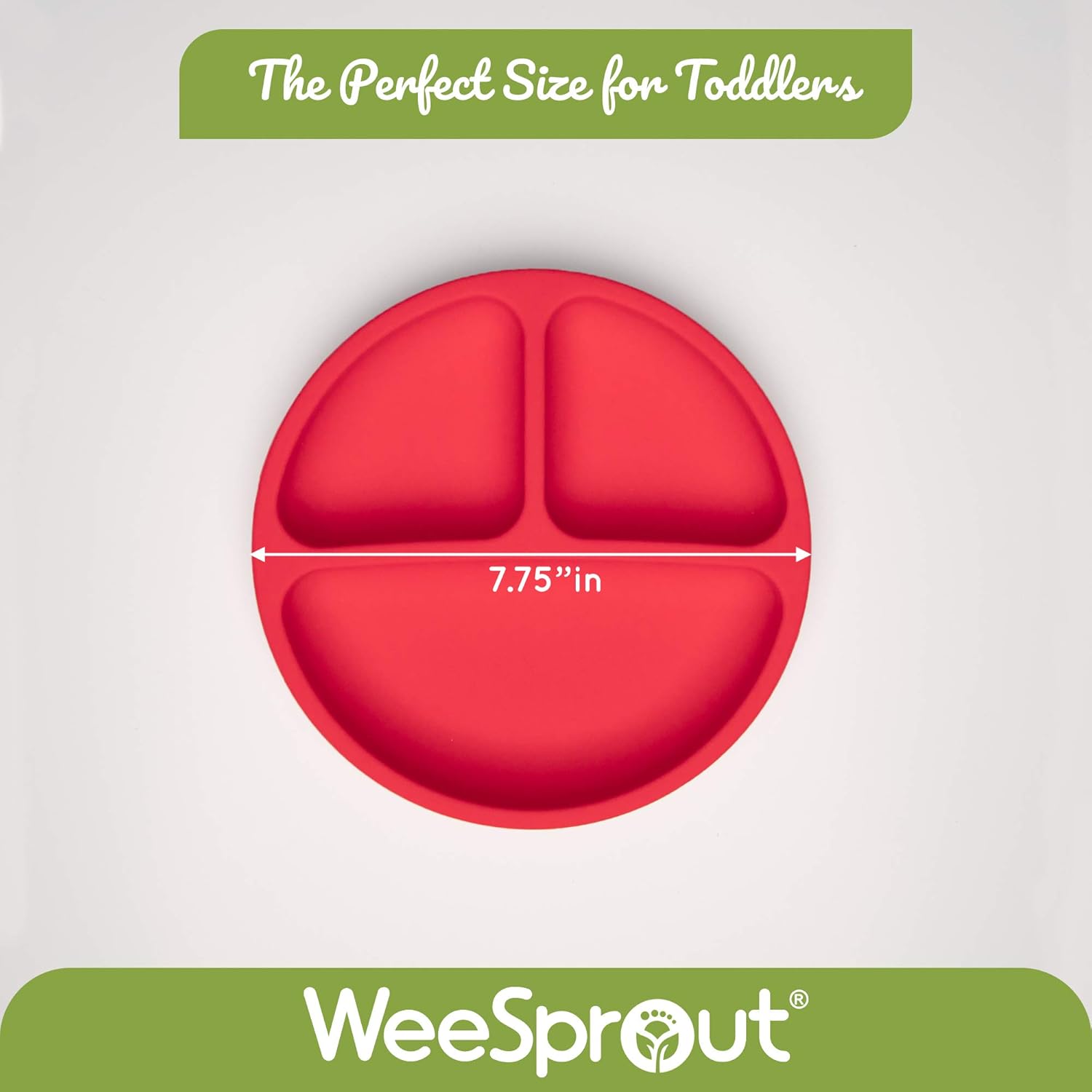 WeeSprout 3-Pack Silicone Plates with Lids for Babies Toddlers