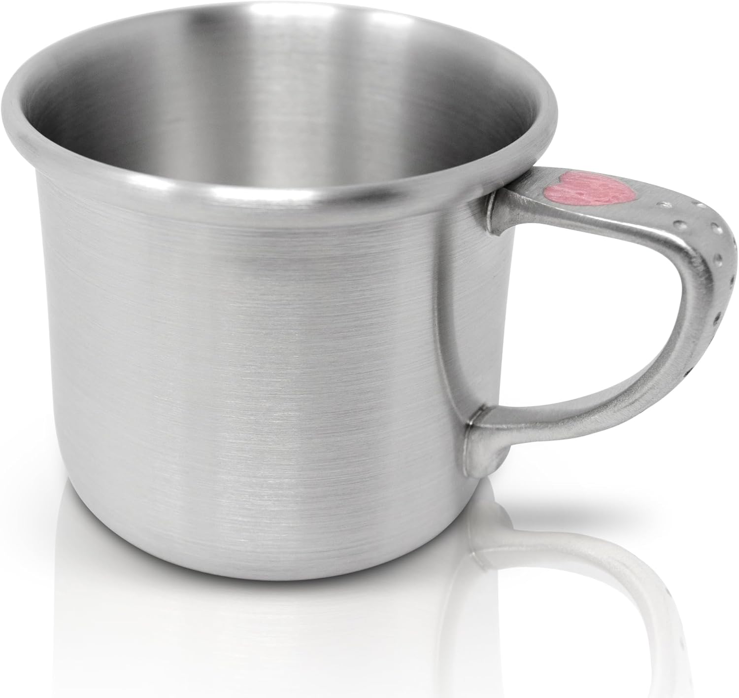 Danforth Pewter Baby Cup with Pink Heart Polka Dots