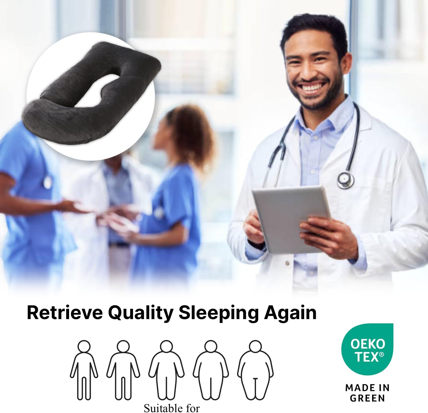 ALLOPERA Full-Body Maternity Pillow with Velvet Cover