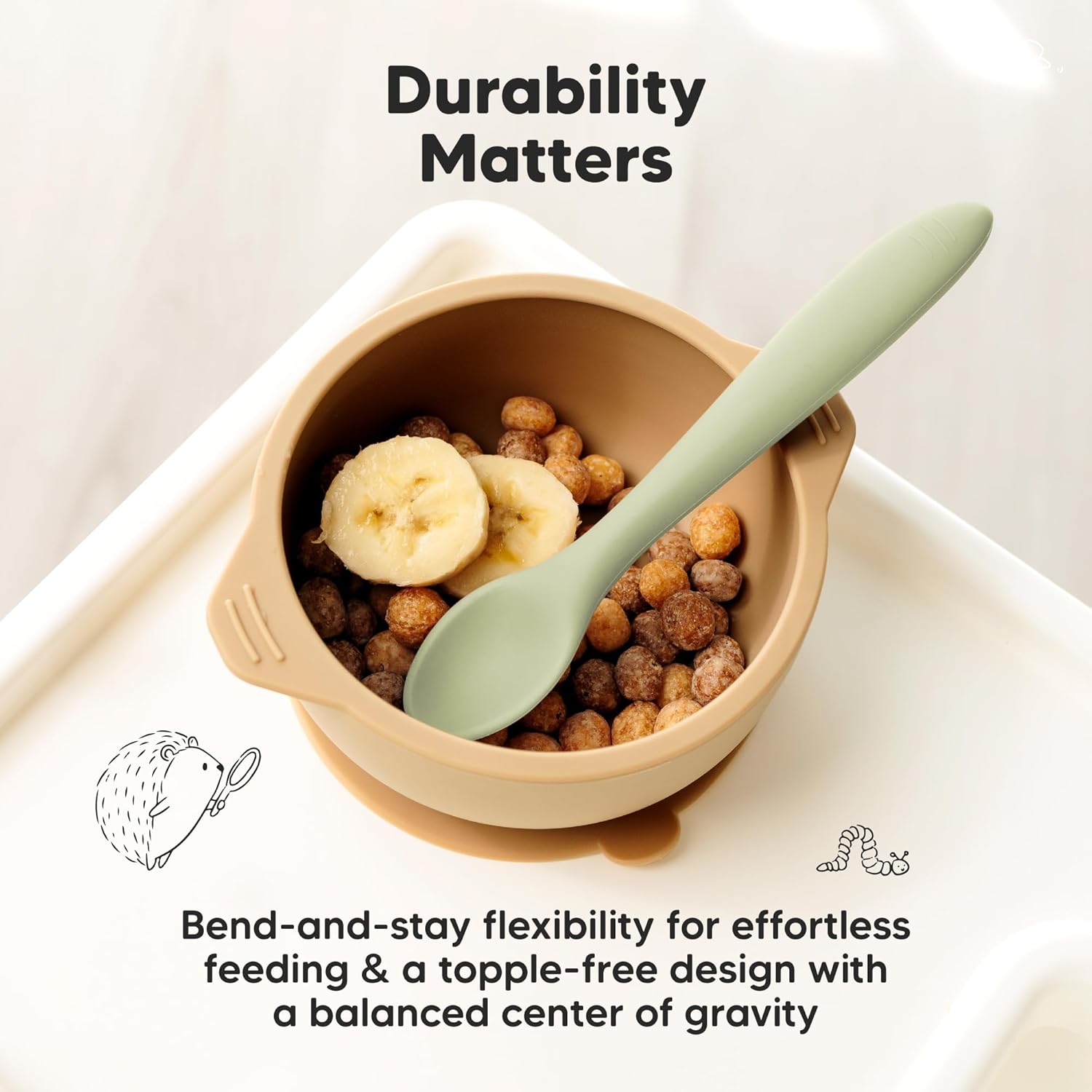 KeaBabies 3-Pack Silicone Baby Spoons for Self-Feeding 1