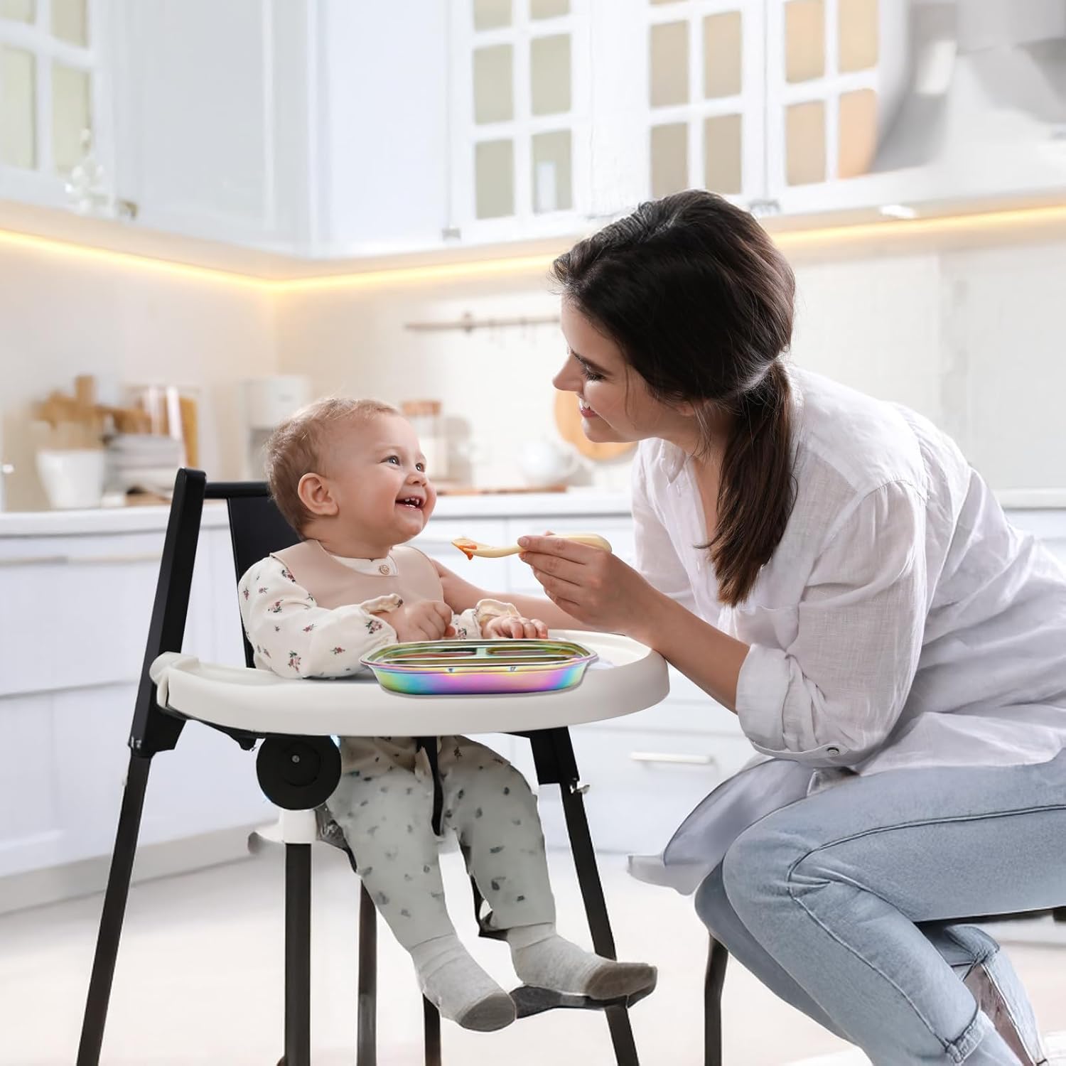 Stainless Steel Rainbow Divided Plates for Kids