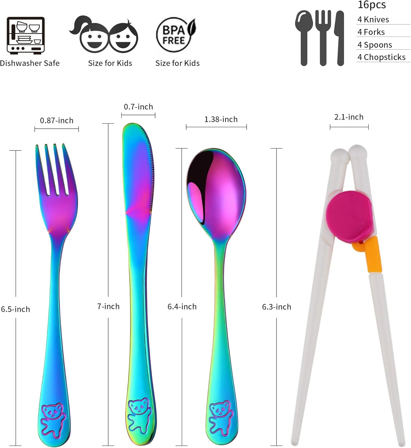 Poylim Kids Rainbow Cutlery Set of 4