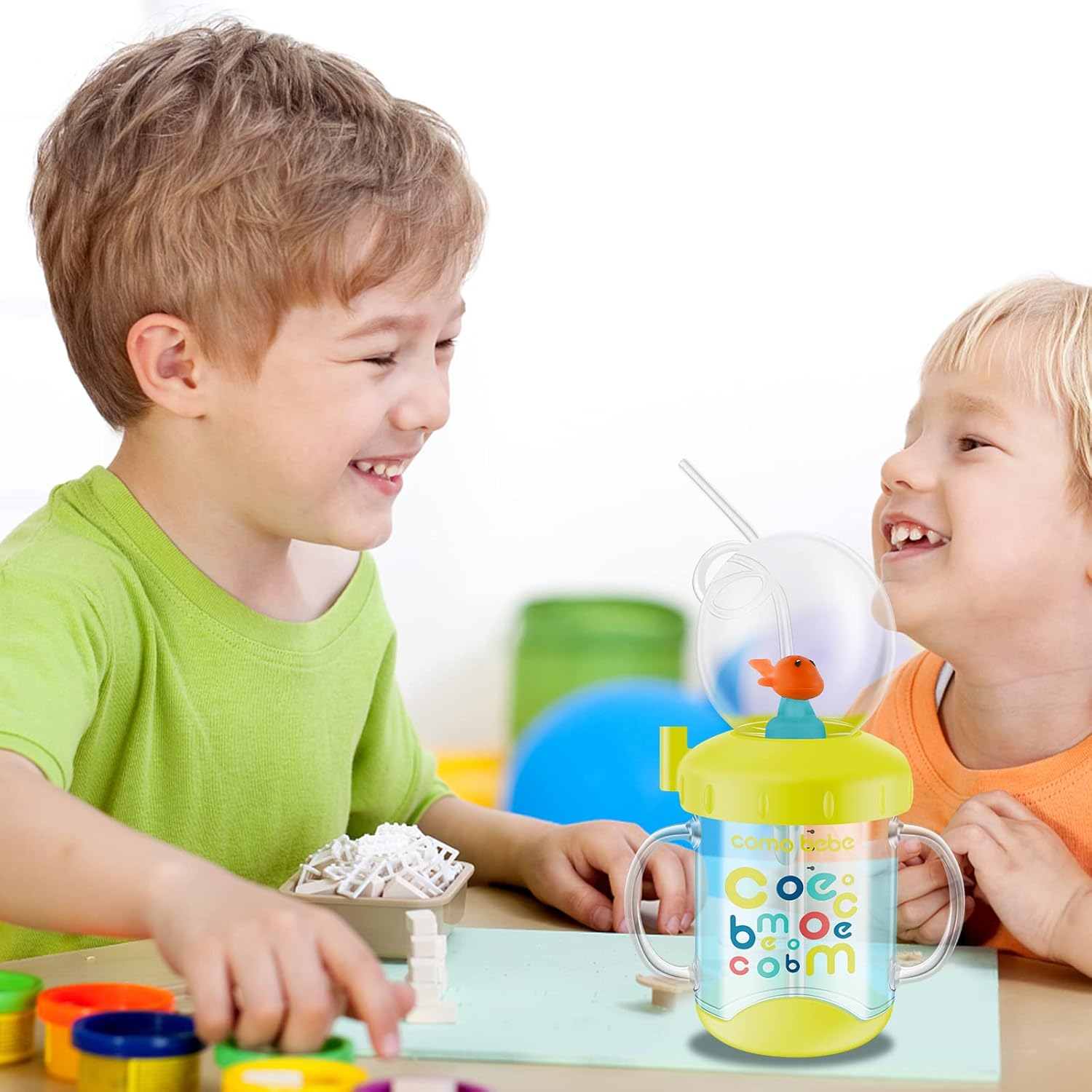 Cute Whale Sippy Cup with Spouting Effect and Leak Proof Design