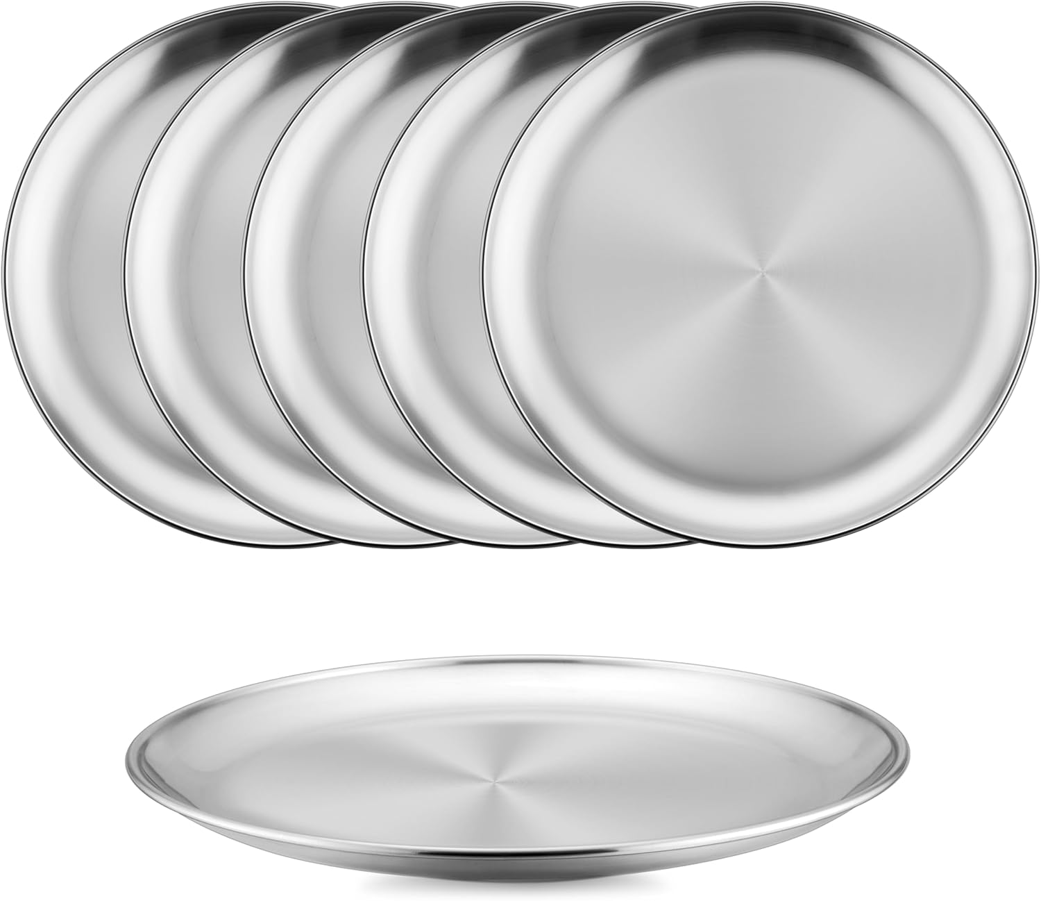 HaWare 6-Piece 304 Stainless Steel Plates for Kids