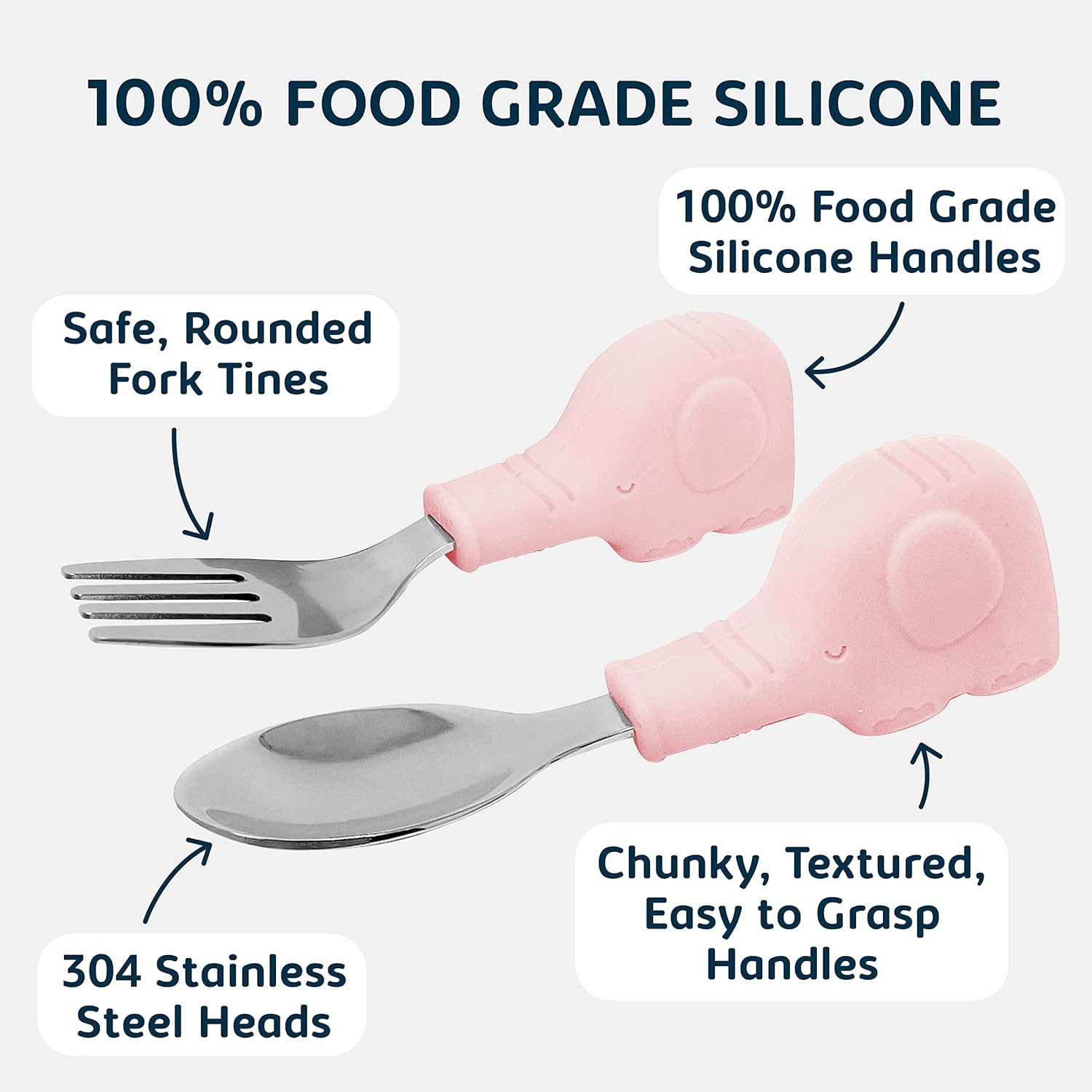 Tiny Twinkle Toddler Utensils Set - Pink Elephant BPA Free