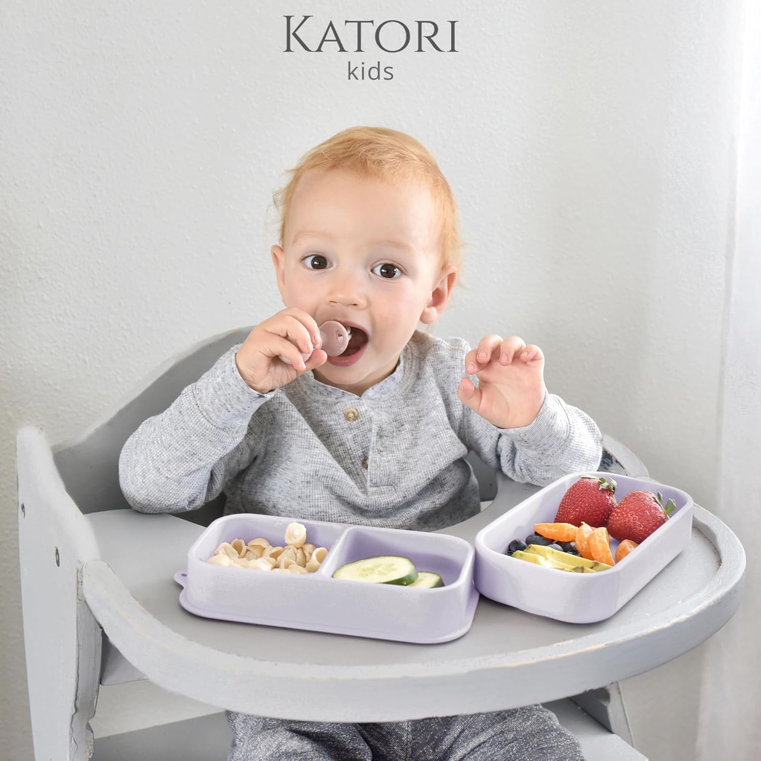 KATORI Kids Suction Plate Set 5pc with Travel Bag