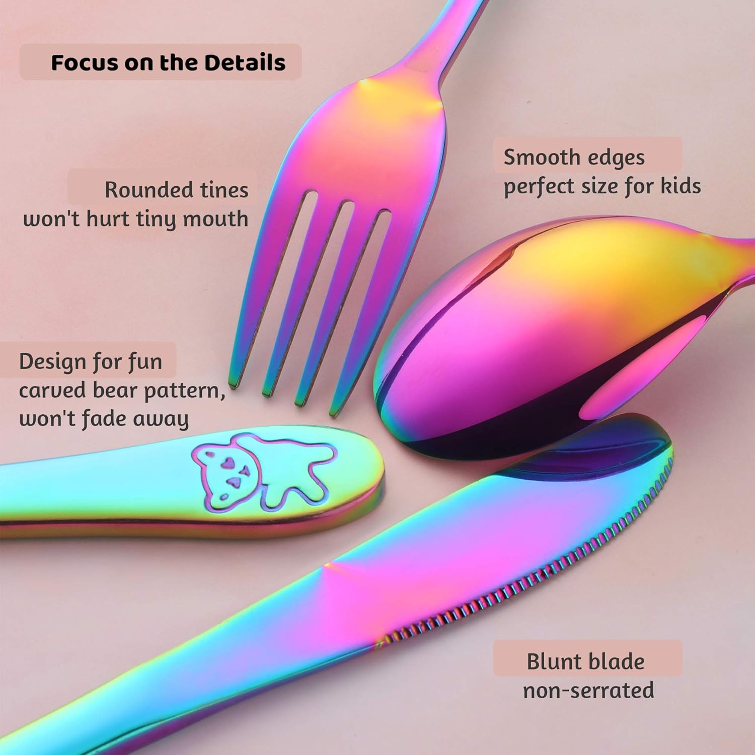 Poylim Kids Rainbow Cutlery Set of 4