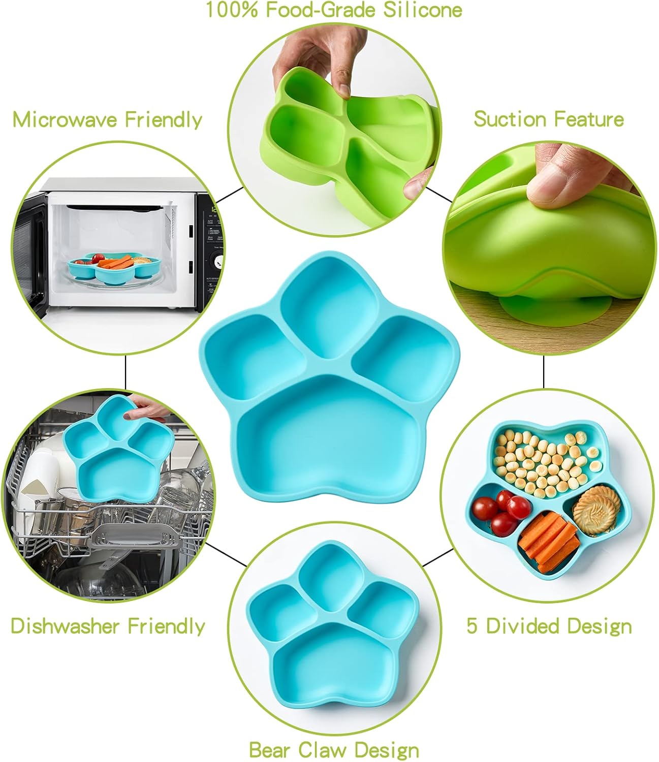 HEYTUYA 4 Pack Suction Plates for Baby and Toddler