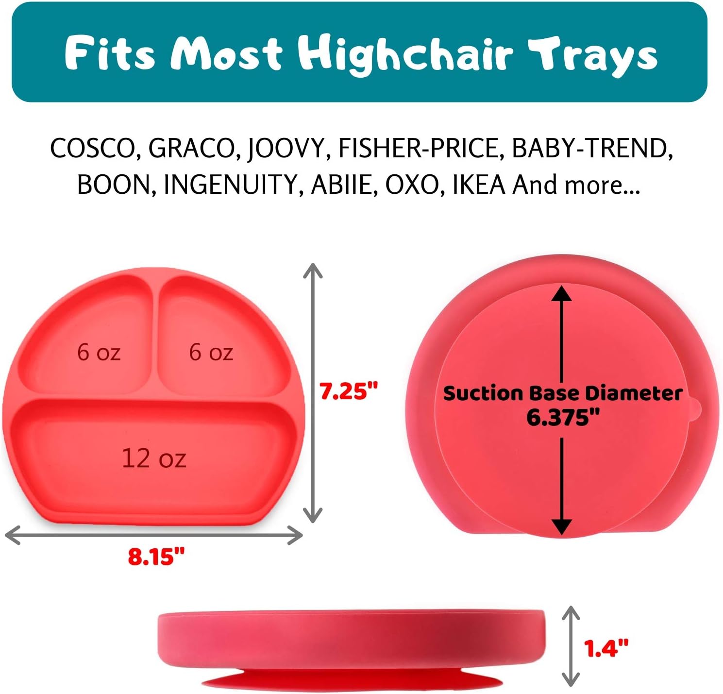 Silikong Suction Plate for Toddlers 1 Red 1