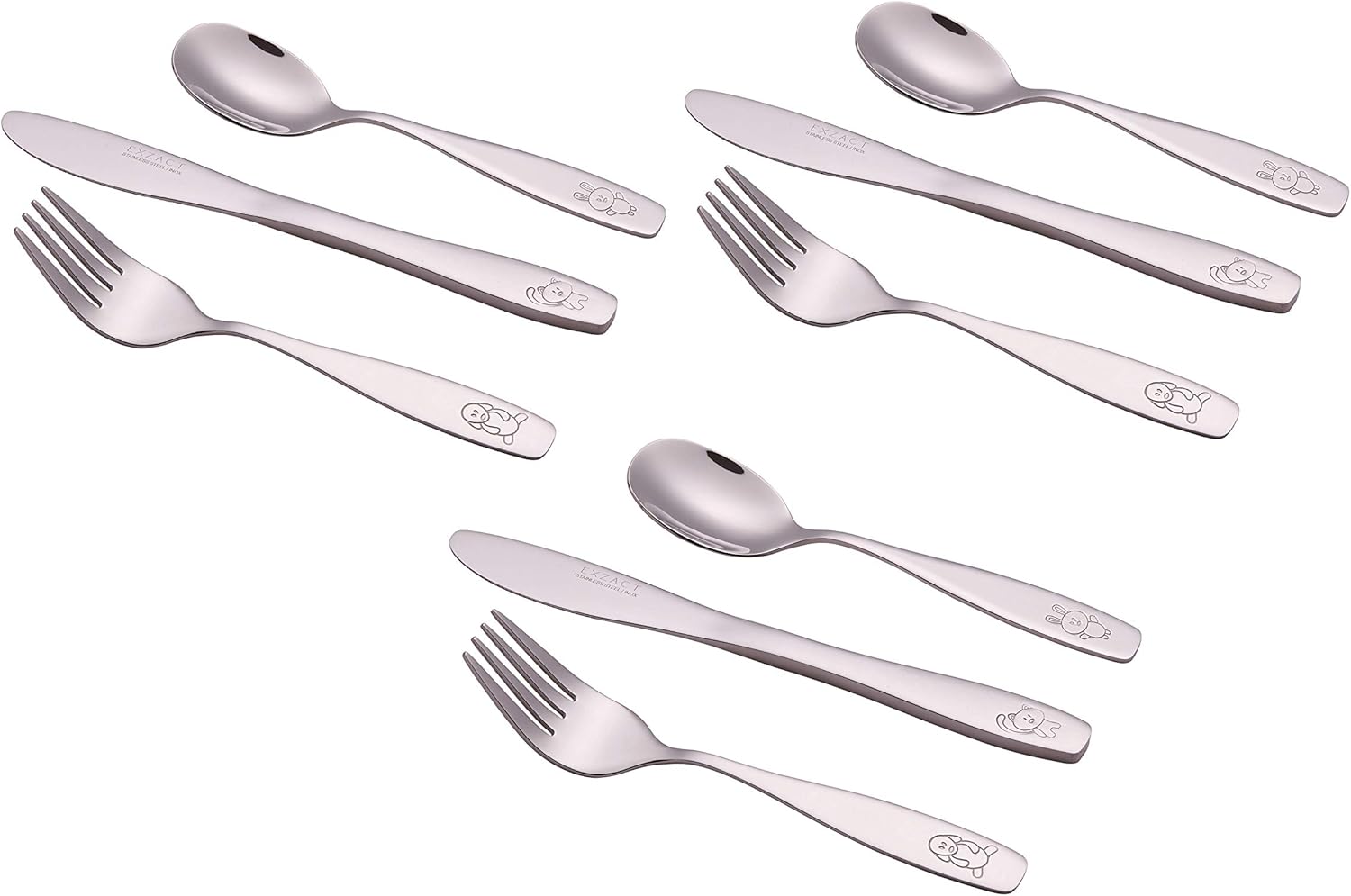 Exzact Kids 9pcs Flatware Set with Animal Engraving