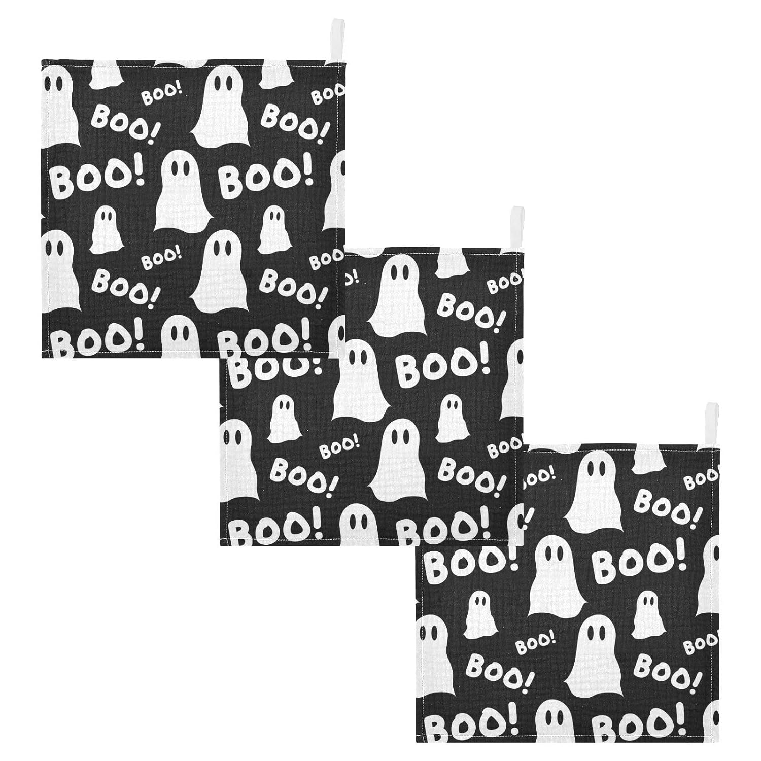 WIFIU Halloween Ghosts Boo Baby Burp Cloths 3 Pack 1