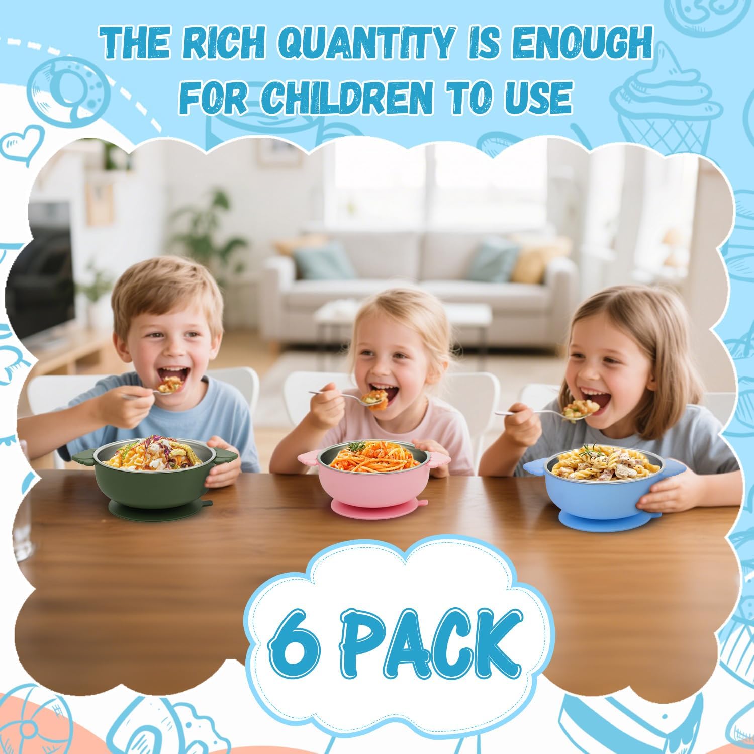 Tikmos 6 Pack Baby Bowls with Suction