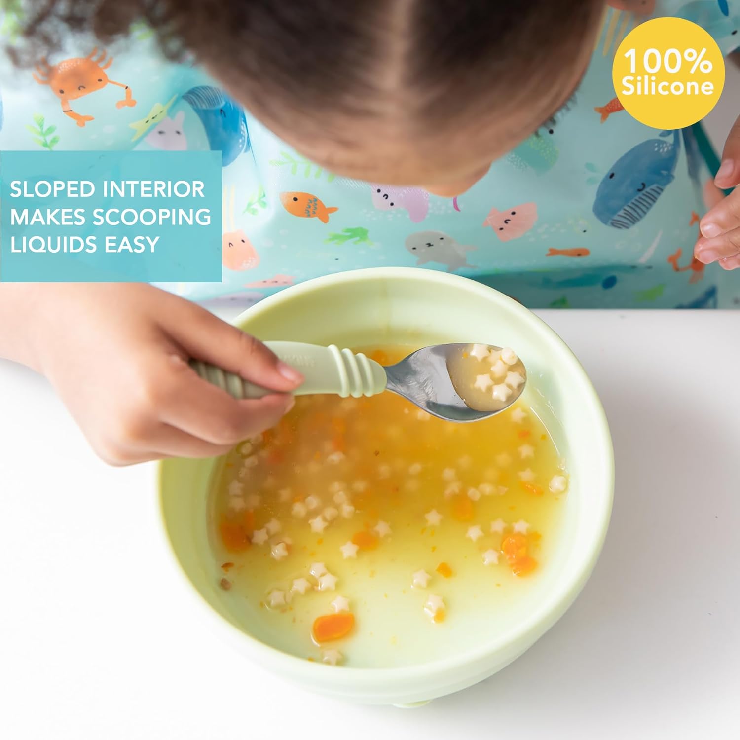 Bumkins Baby Bowl with Suction Base for Self-Feeding