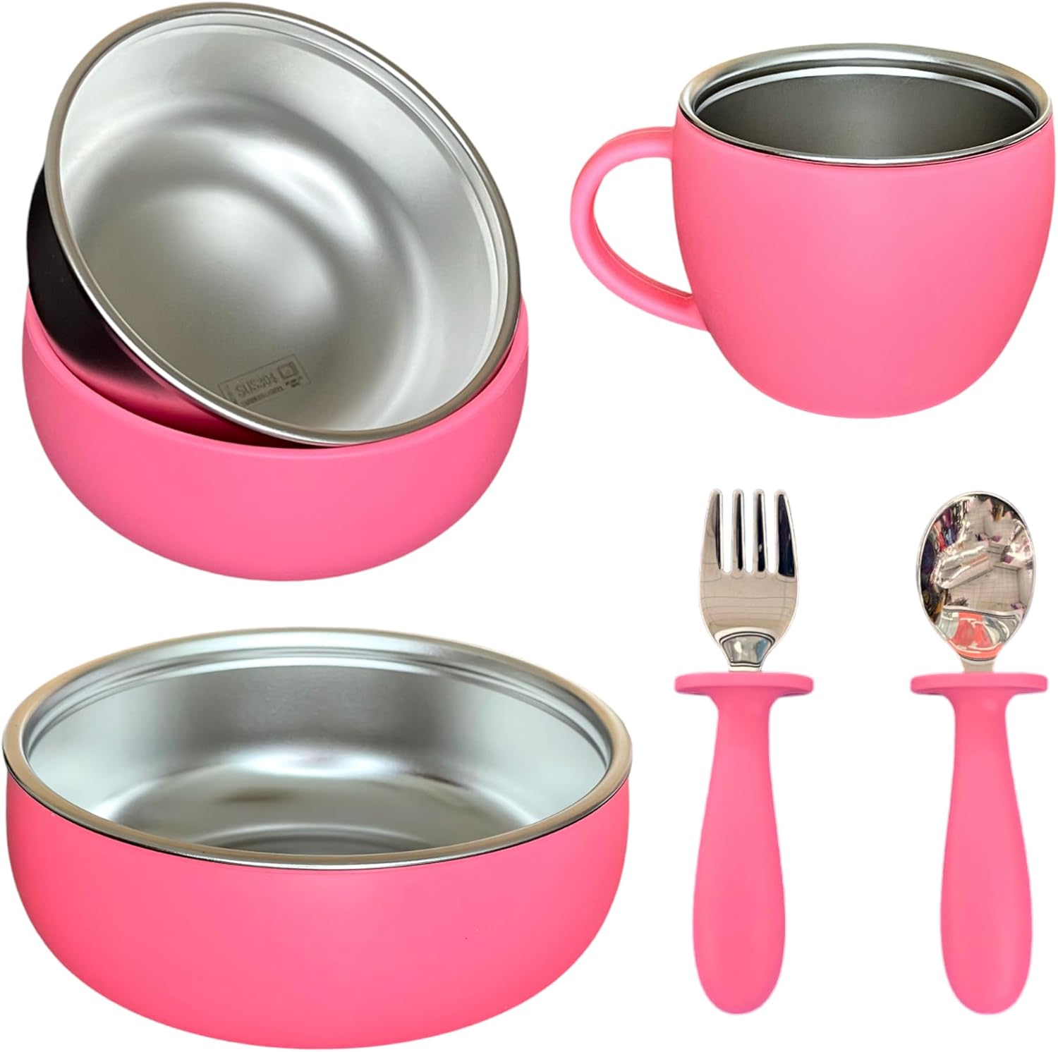 Toddler Dinnerware Set 8 Pieces BPA Free 304 Stainless Steel