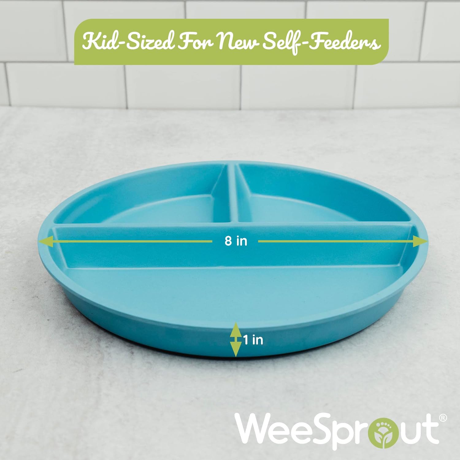 WeeSprout Set of 4 Bamboo Plates for Kids