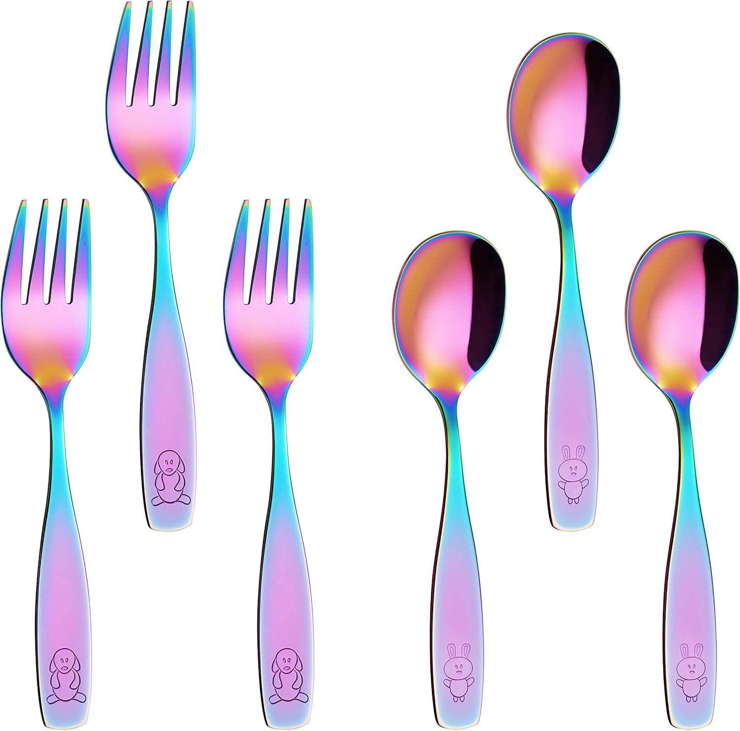 ANNOVA Kids Stainless Steel Flatware Set 6PCS Rainbow