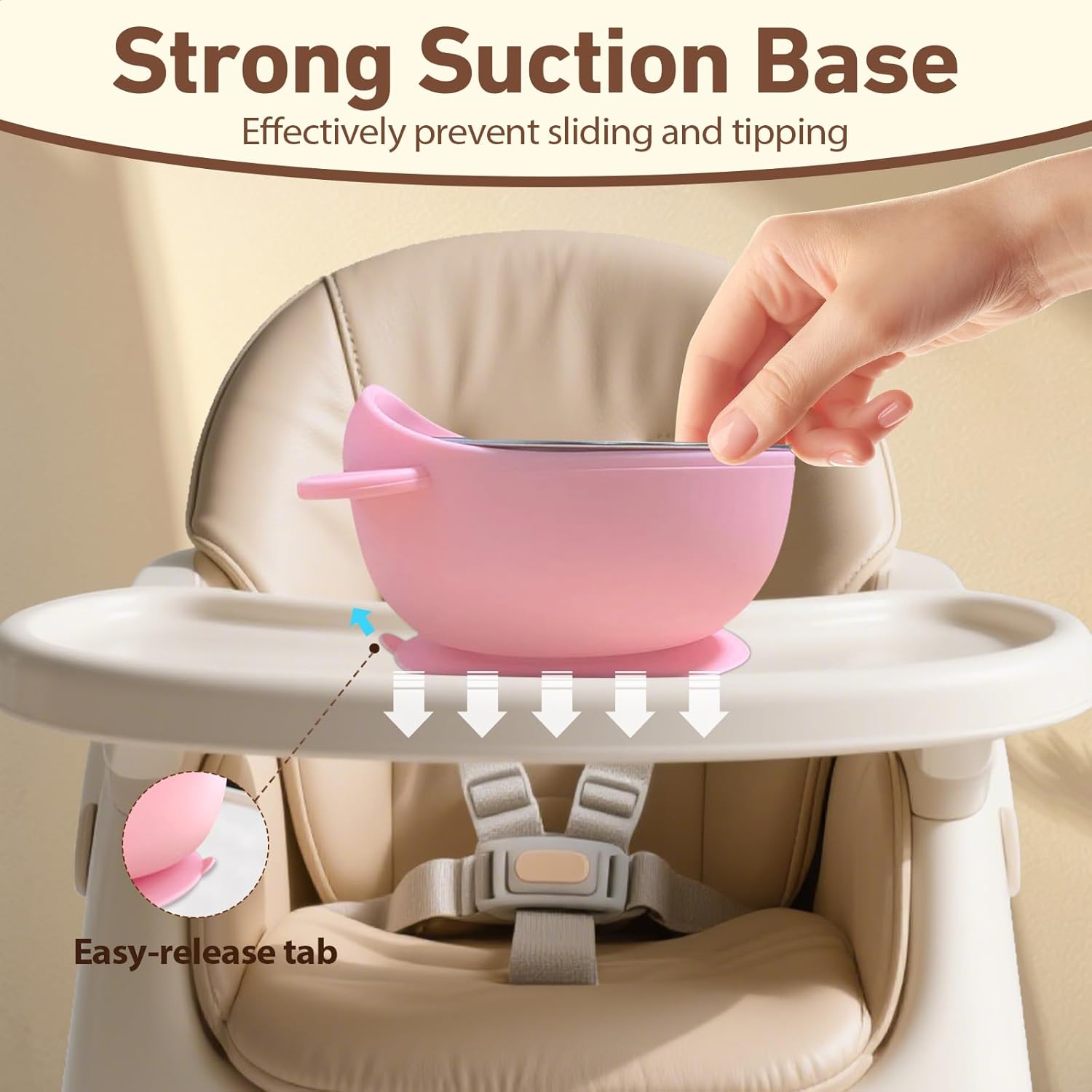 DZDOV 4 Pack Suction Baby Bowls - 8oz Stainless Steel and Silicone