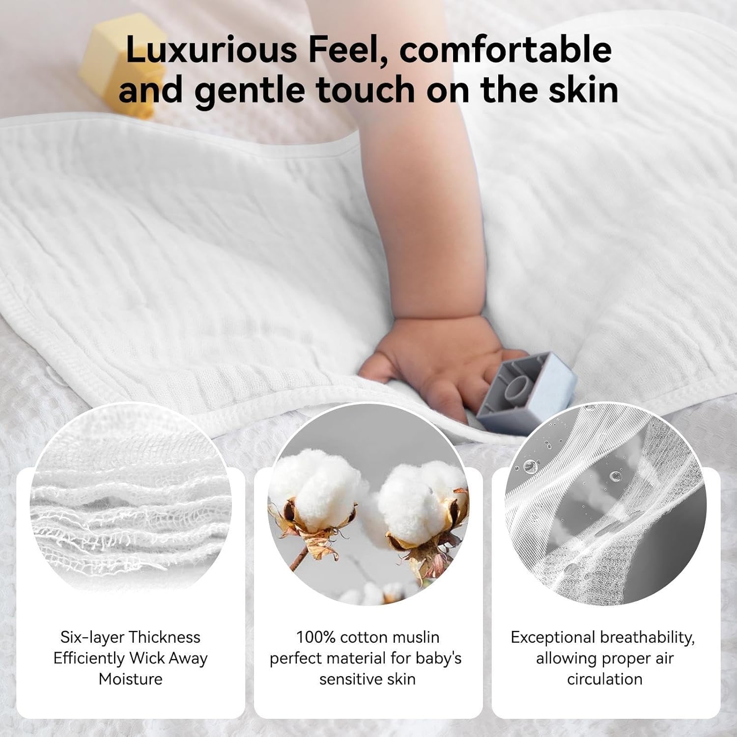 Synrroe 4-Pack Muslin Burp Cloths 20x10 Inches
