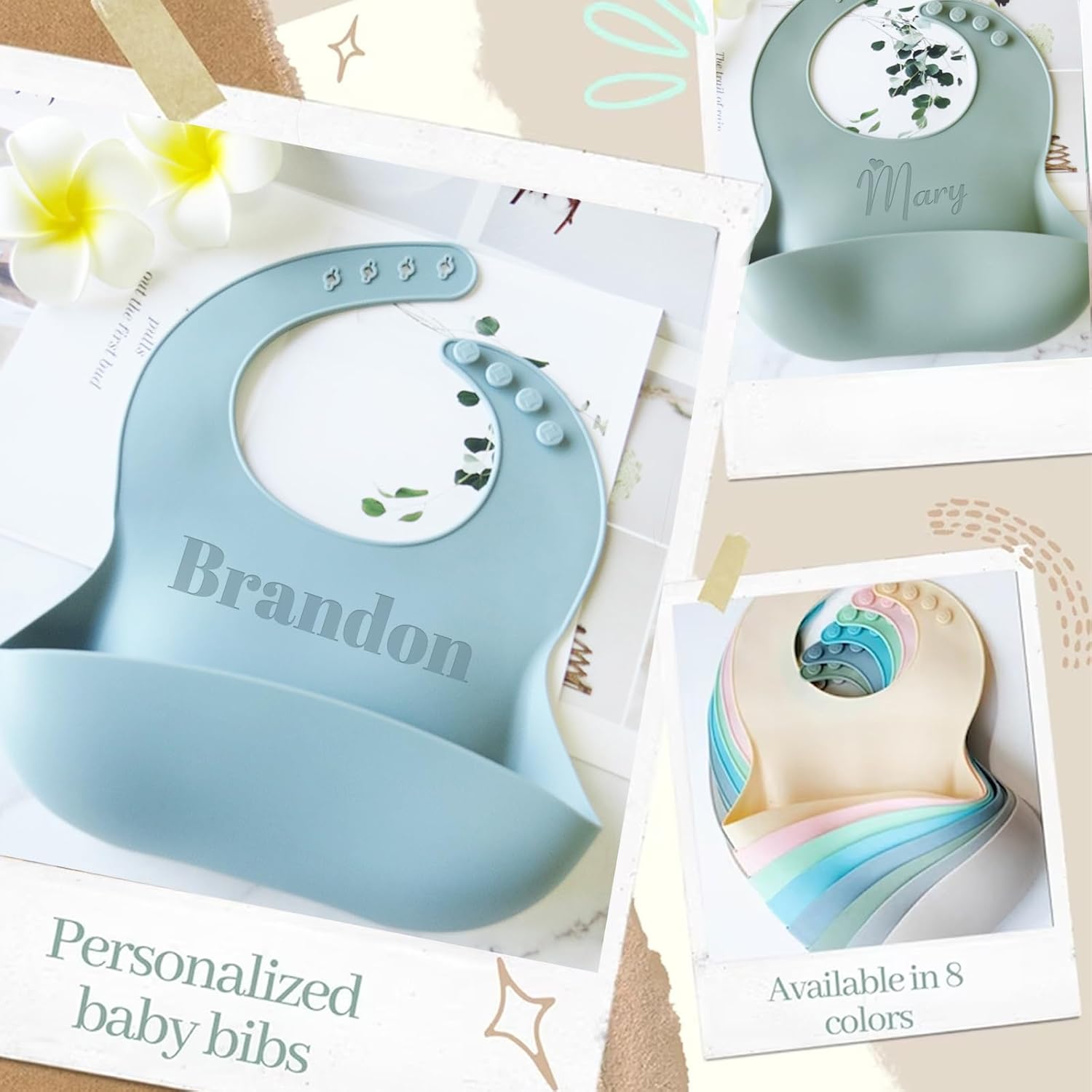 Personalized Silicone Bib for Babies Toddlers with Name