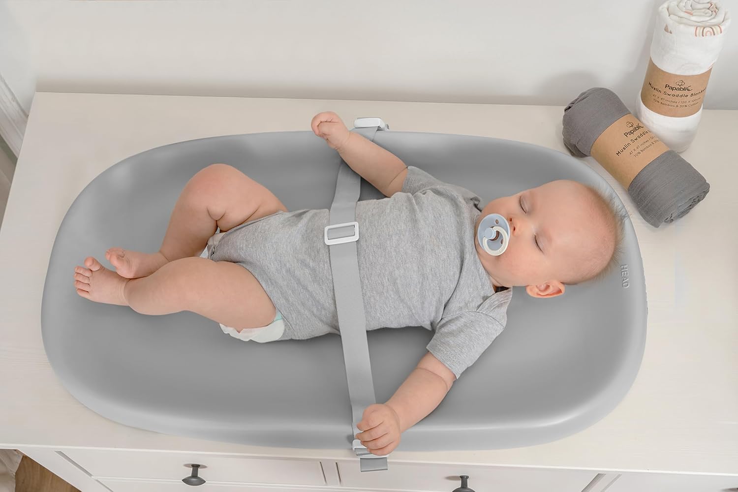 Papablic Wipeable Changing Pad with Safety Strap 1
