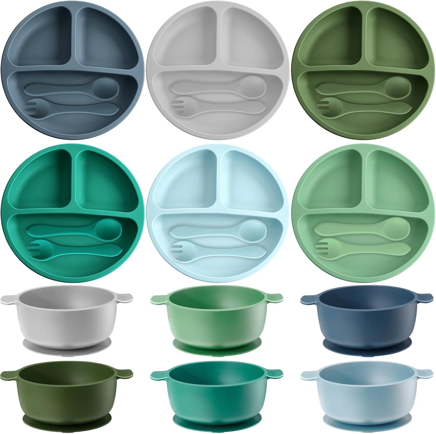 Dandat 24 Pcs Silicone Baby Feeding Set