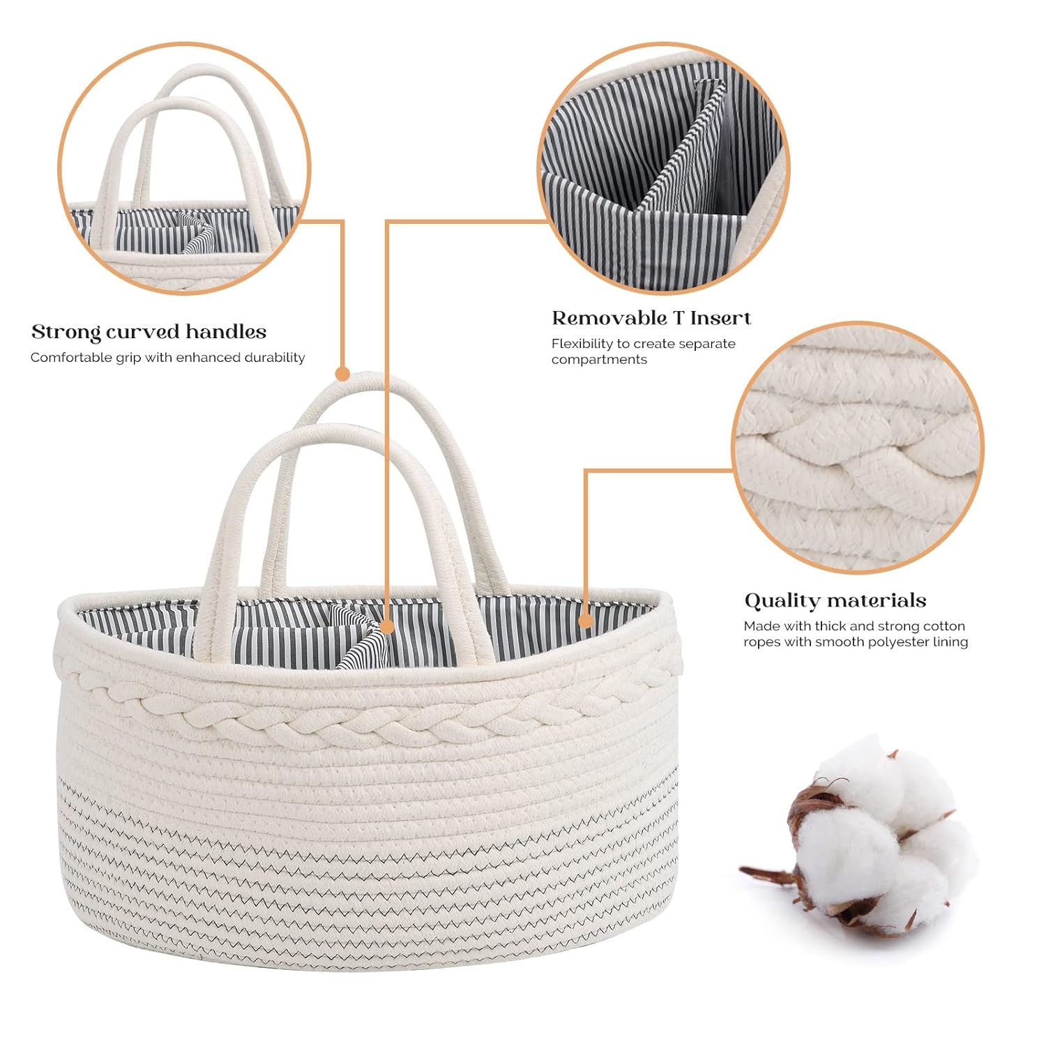 Luxury Little Diaper Caddy Organizer - White