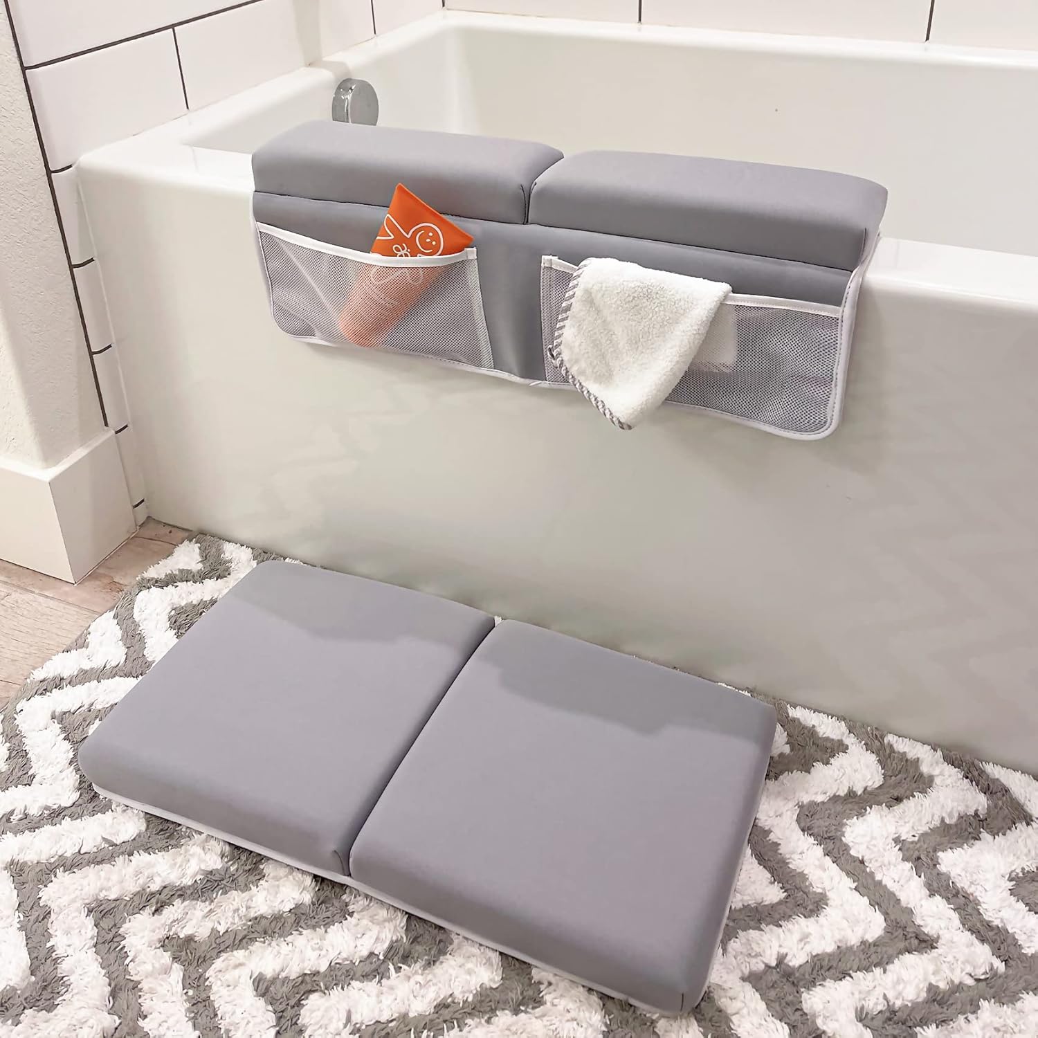 JJGoo Bath Kneeler with Elbow Rest Pad Set - Gray 1