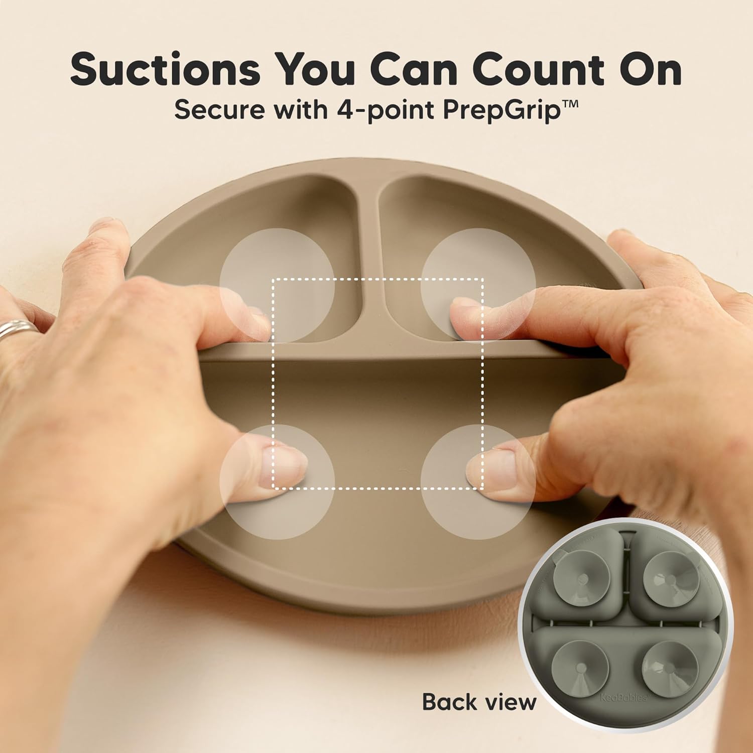 KeaBabies Suction Plates - 3-Pack BPA-Free Toddler Plates with Strong Grip