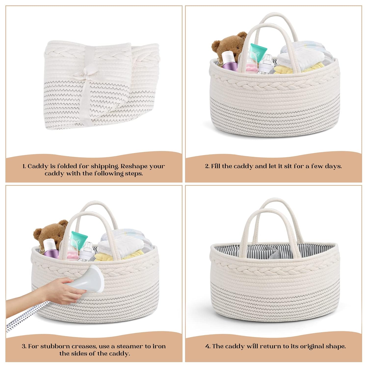 Luxury Little Diaper Caddy Organizer - White