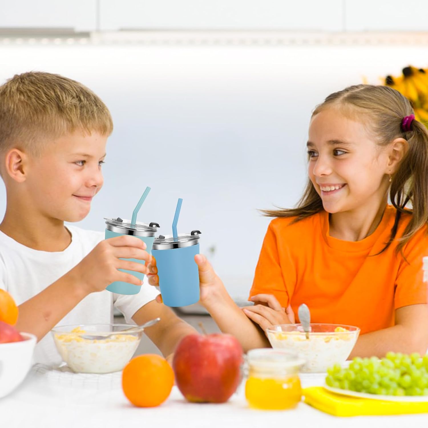 Vermida 2 Pack 10oz Leak Proof Kids Cups with Straws and Lids