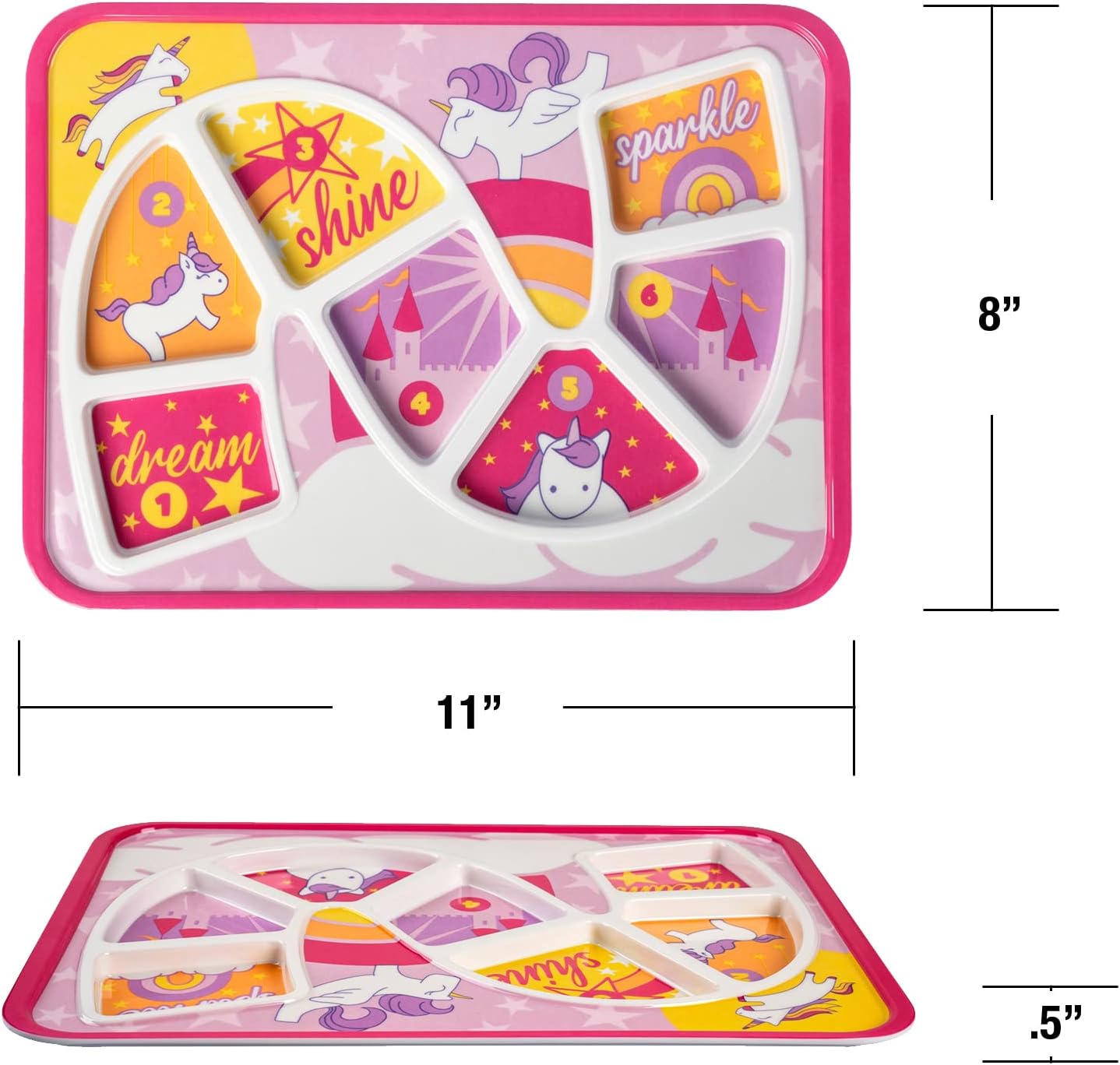 GSM Brands Rainbow Unicorn Toddler Plate