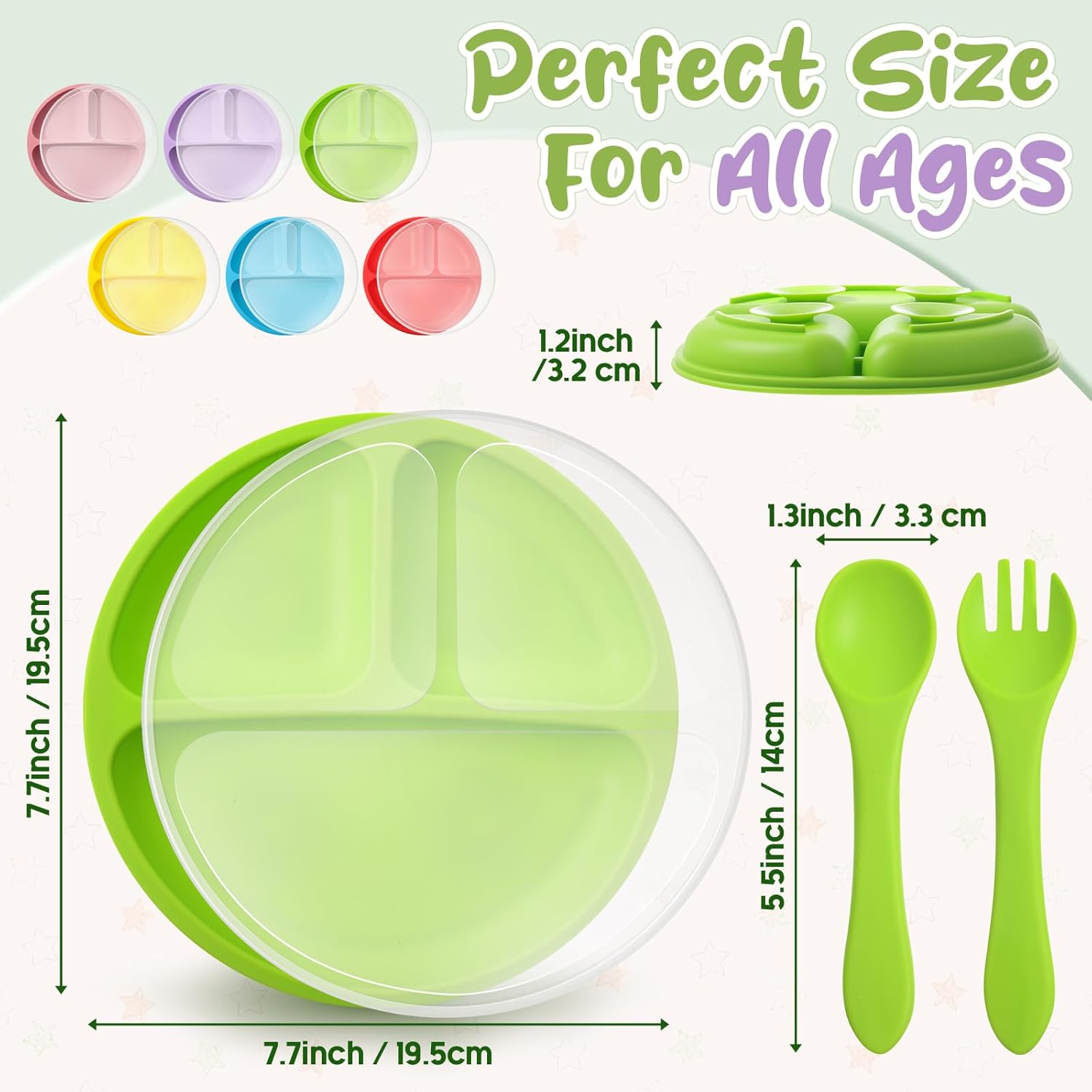 Meanplan 6 Pack Suction Plates for Toddlers