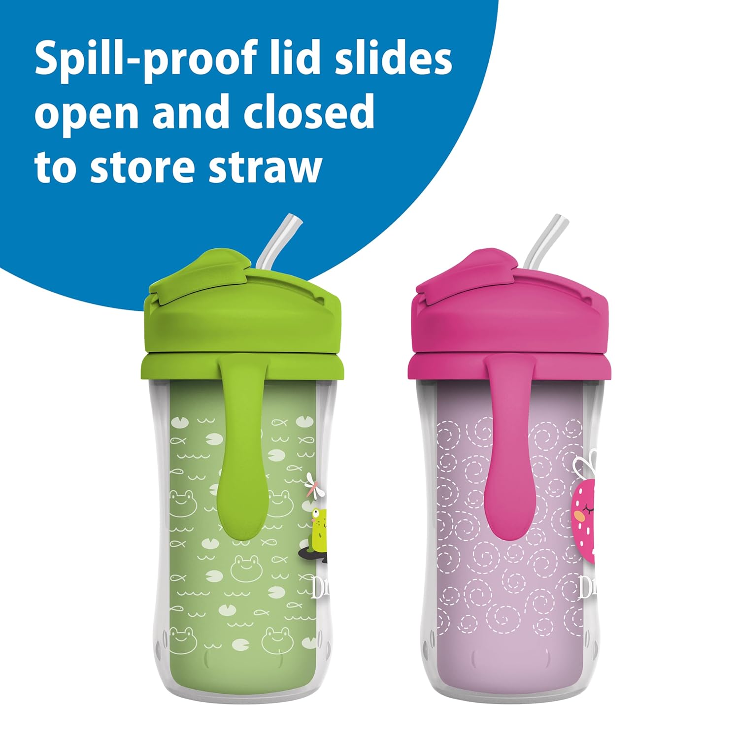 Dr Browns Milestones Insulated Sippy Cup 2-Pack Green Purple 10 oz