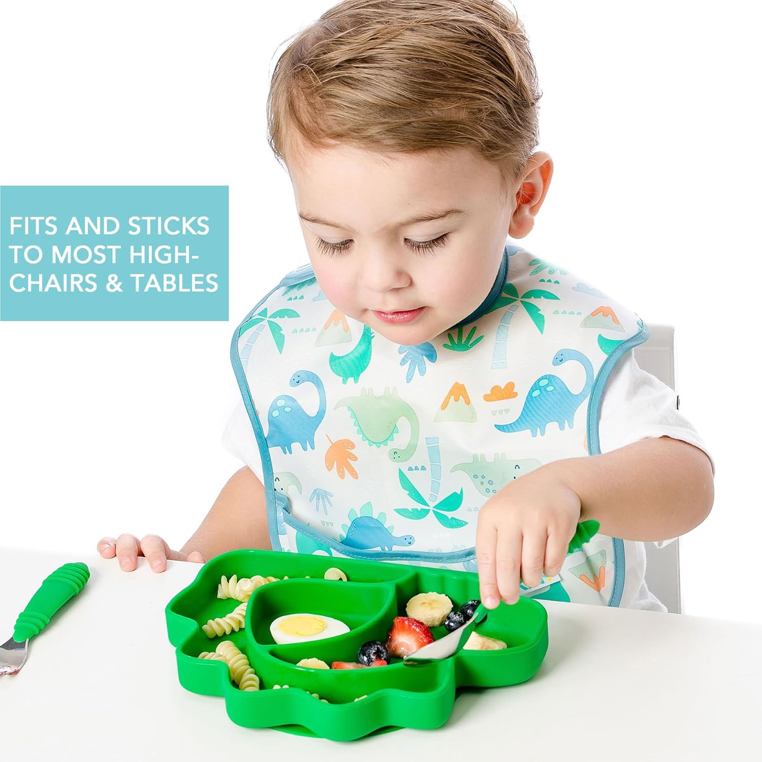 Bumkins Dinosaur Suction Plate for Toddler and Baby