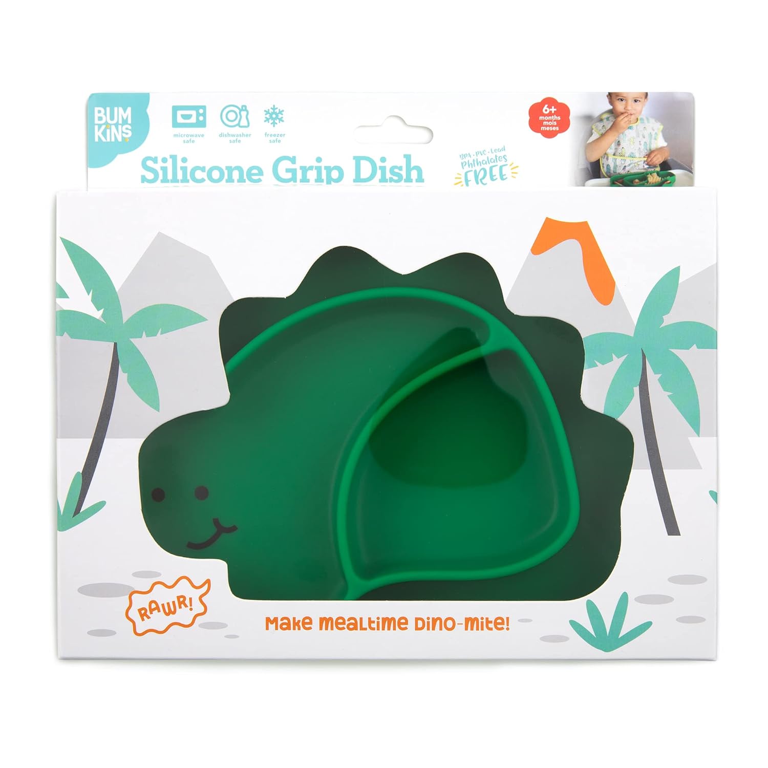 Bumkins Dinosaur Suction Plate for Toddler and Baby