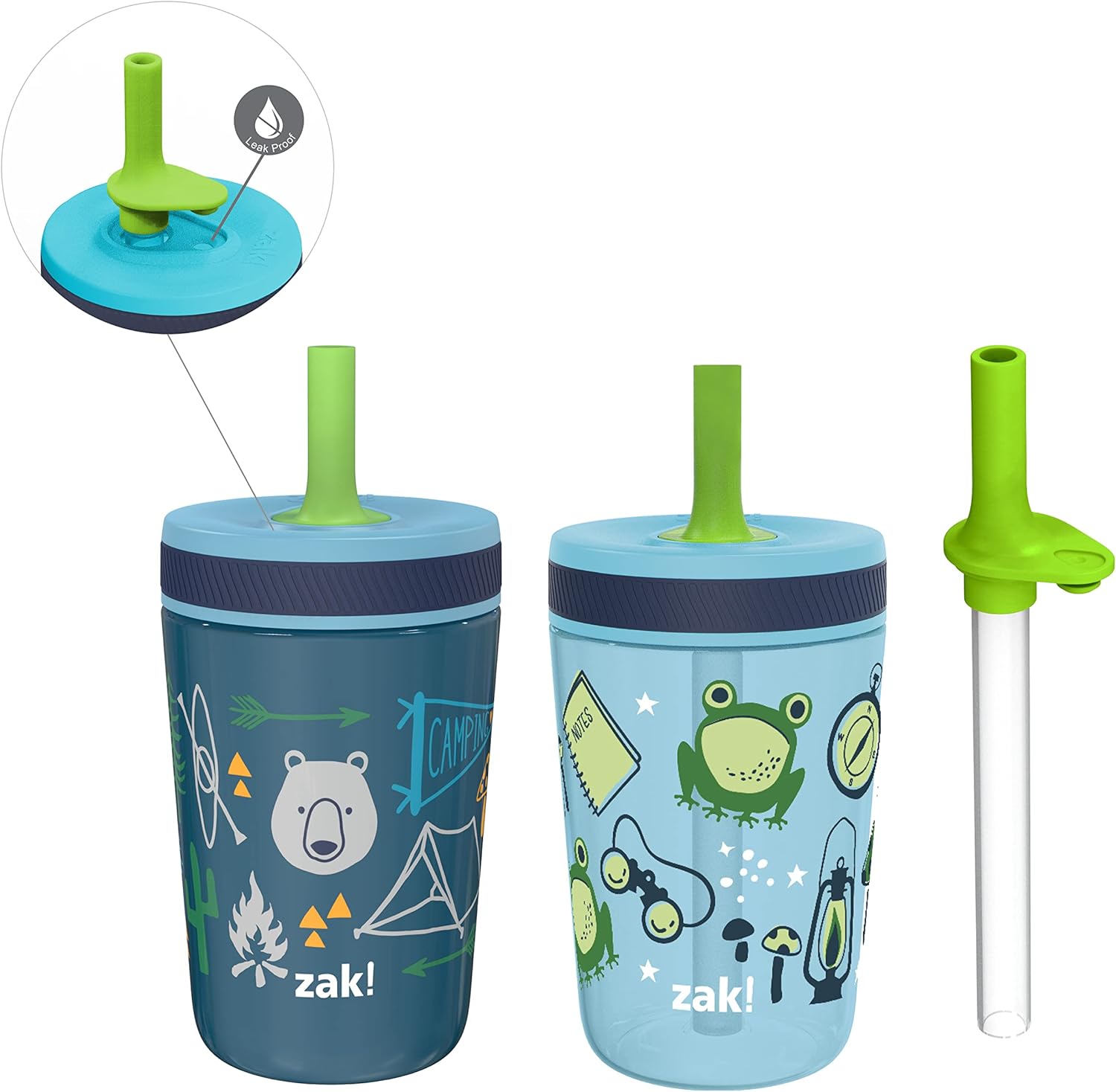 Zak Designs Kelso Tumbler Set 3pcs Leak-Proof with Straw