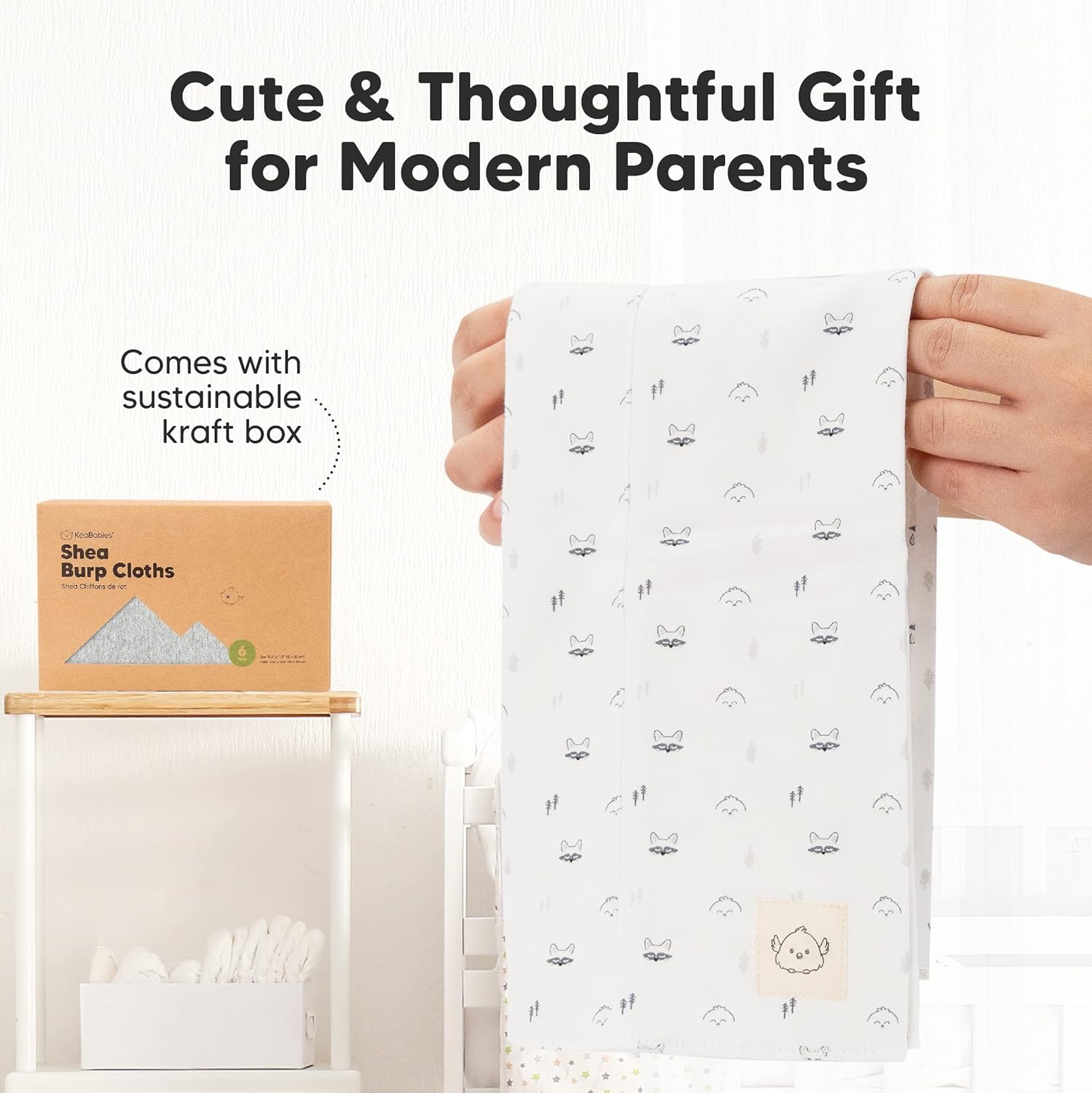 KeaBabies Organic Burp Cloths 6-Pack Neutrals