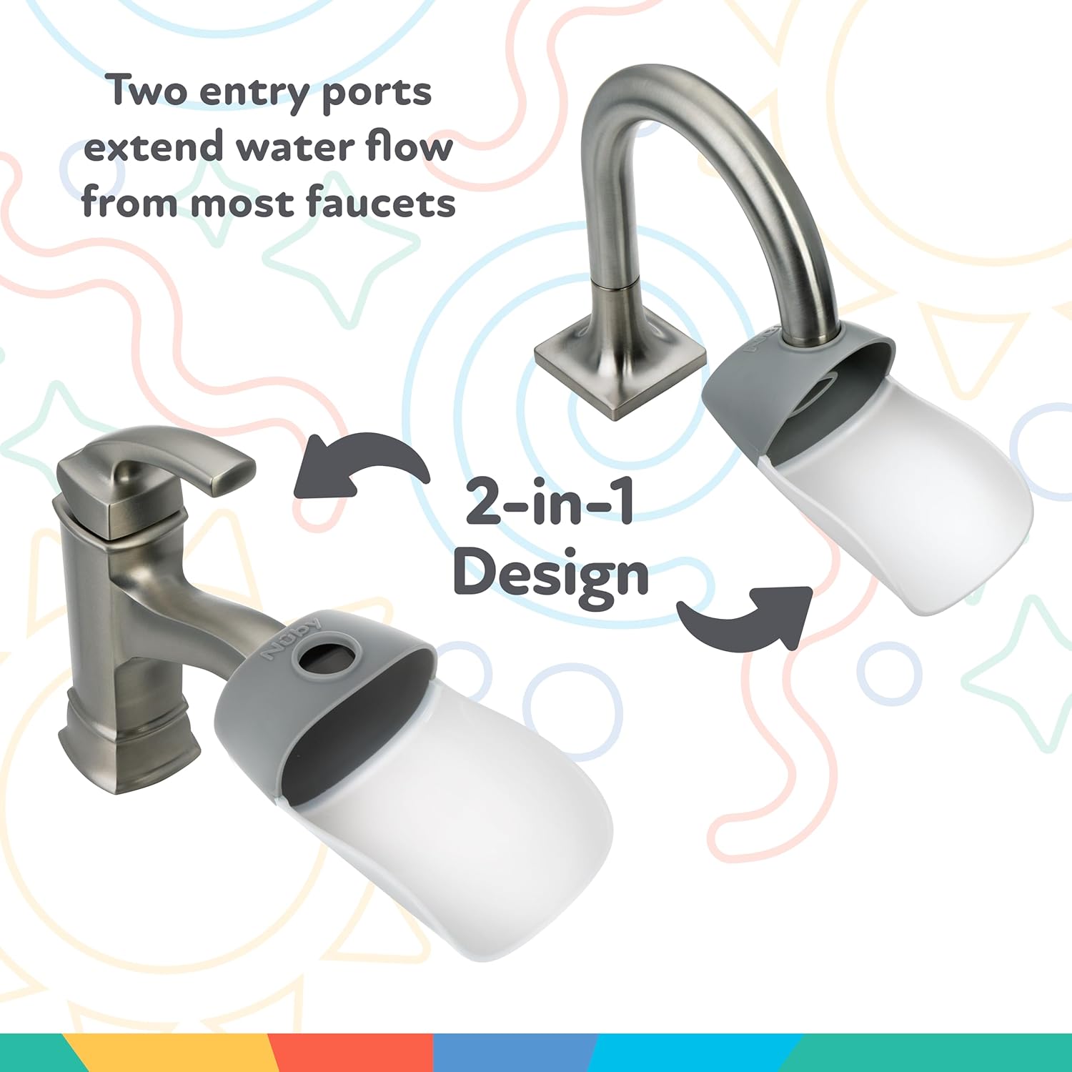 Nuby 2-in-1 Faucet Extenders for Toddlers - 2 Pack 1